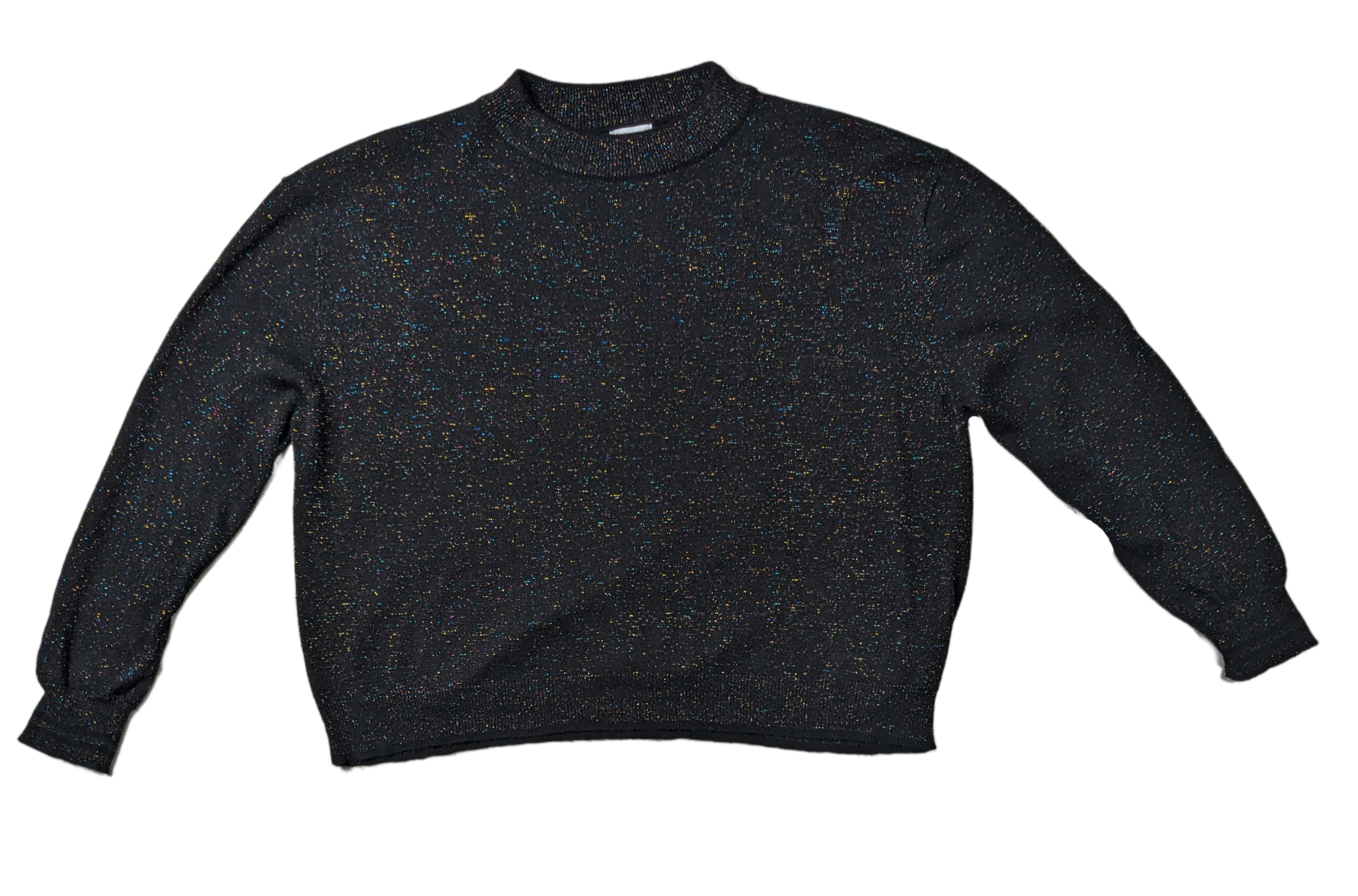 J + J John + Jenn Black Sparkly Sweater  Look effortlessly cool in the J + J John + Jenn Black Sparkly Sweater. With multicolor metallic threads and a mock neck, thi