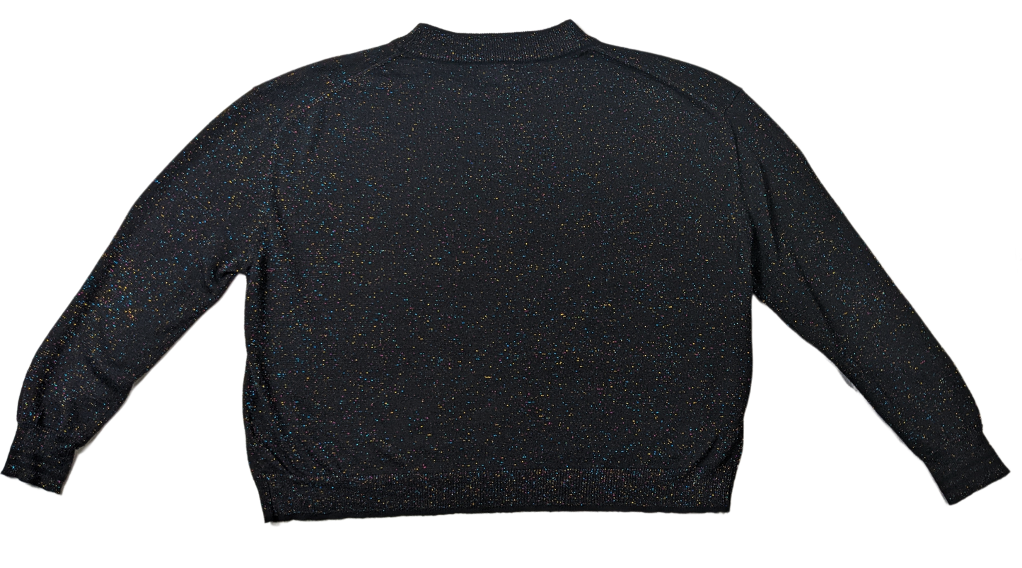 J + J John + Jenn Black Sparkly Sweater  Look effortlessly cool in the J + J John + Jenn Black Sparkly Sweater. With multicolor metallic threads and a mock neck, thi