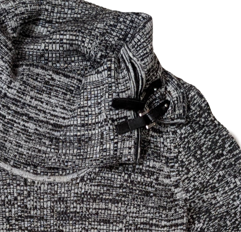 Dana Buchman Gray Sweater Dress - NWT Cozy sweater dress with cute buckle styling on neck, perfect for fall.  Looks great with boots and tights, or your favorite chunky loafers!