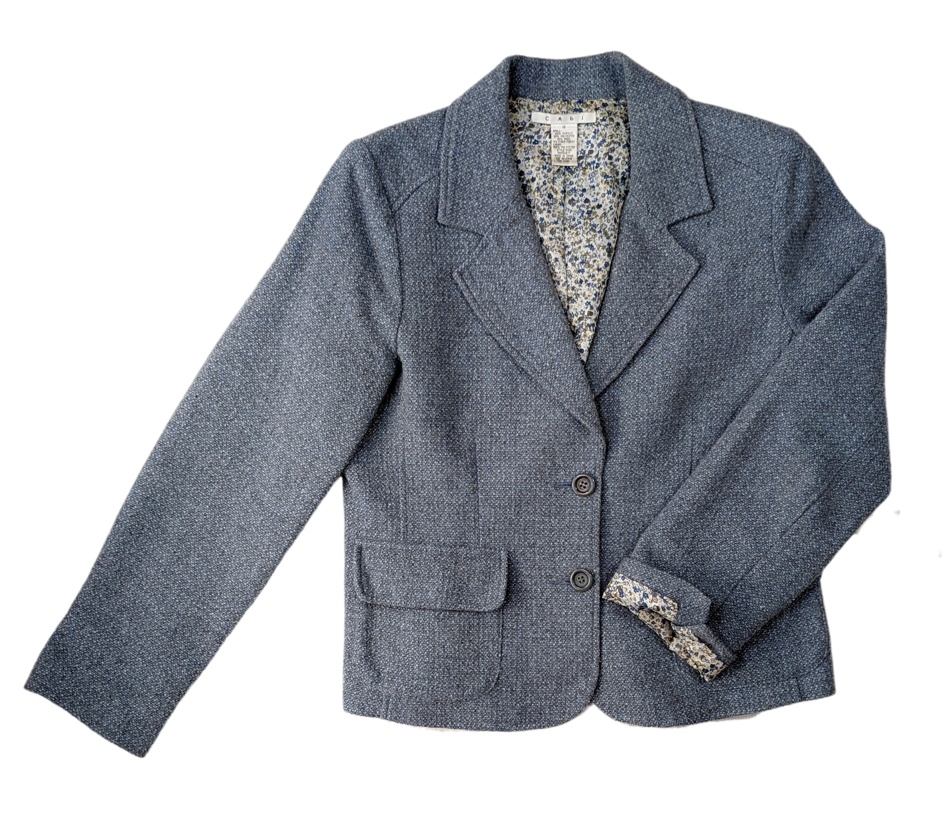 CAbi Blue Tweed BlazerSuper Cute Blazer to wear with jeans, or your favorite skirt and boots!  Great for Fall! Has a gorgeous floral lining!
 CAbi Blue Tweed BlazerBlazer