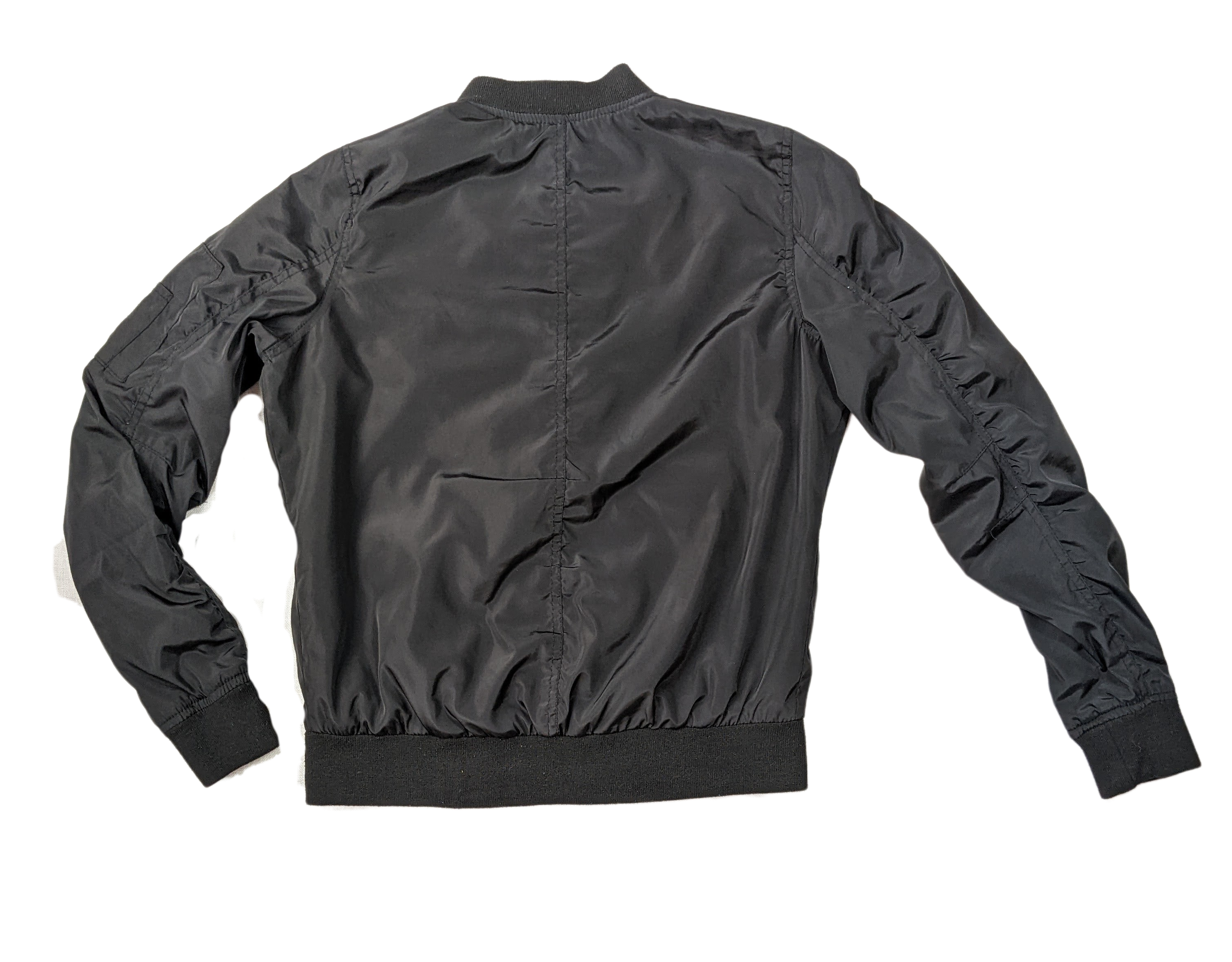 New Look Black Bomber Style Jacket When you need a good-looking jacket, with a little edge, this is your go-to!  It has slight ruching on the sleeves, and gold hardware for that extra style! Wear it w