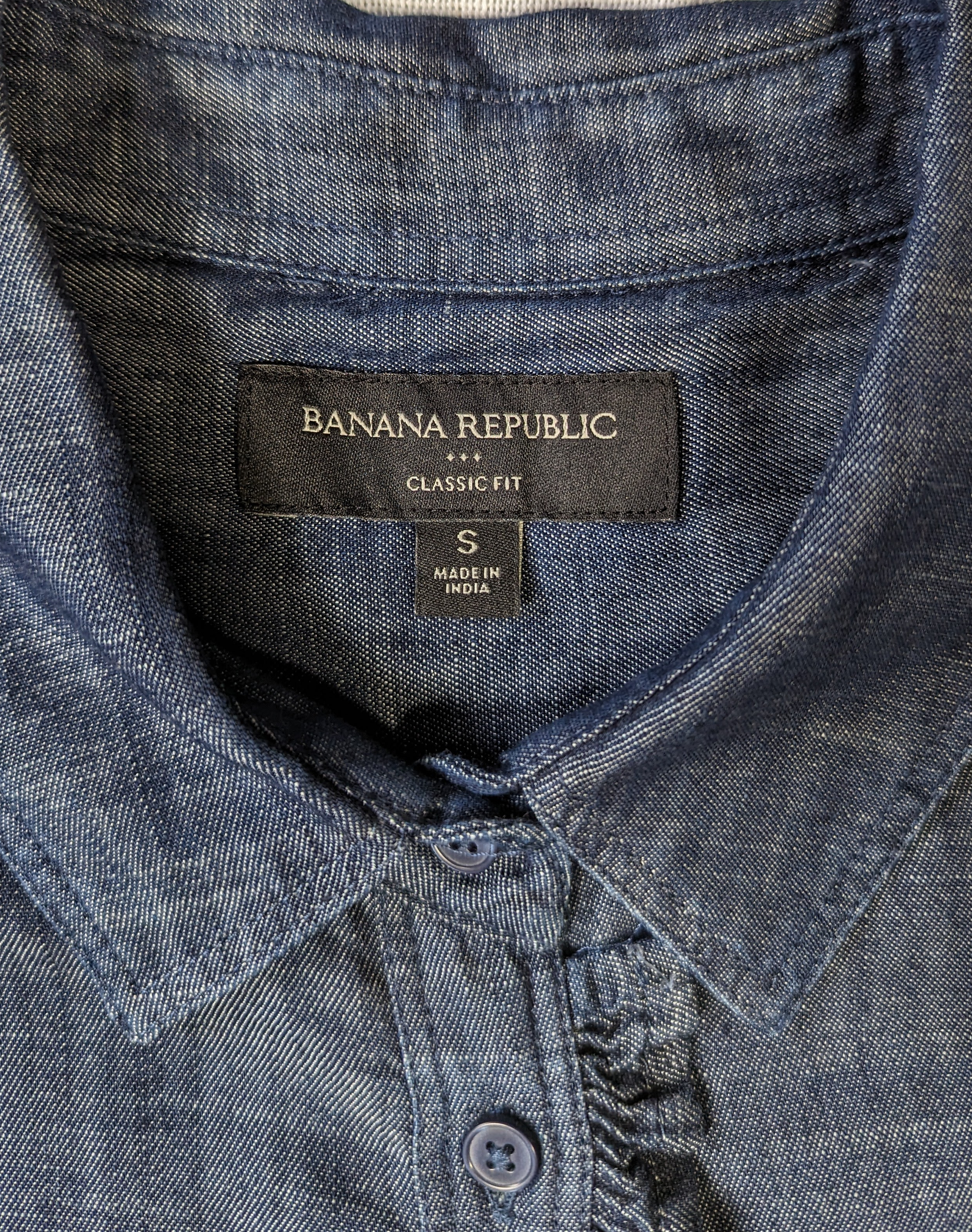 Banana Republic Ruffle front Chambray Blouse