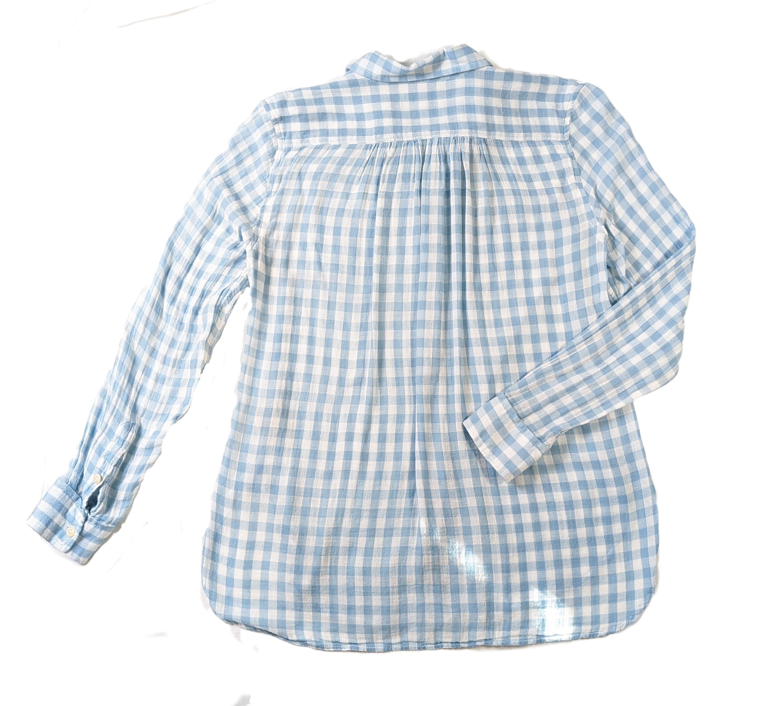 Denim & Supply Light Blue and White BlouseThis Denim &amp; Supply light blue and white plaid blouse is made from 100% cotton fabric and is lightweight and gauzy. This stylish piece is perfect for the upcomin