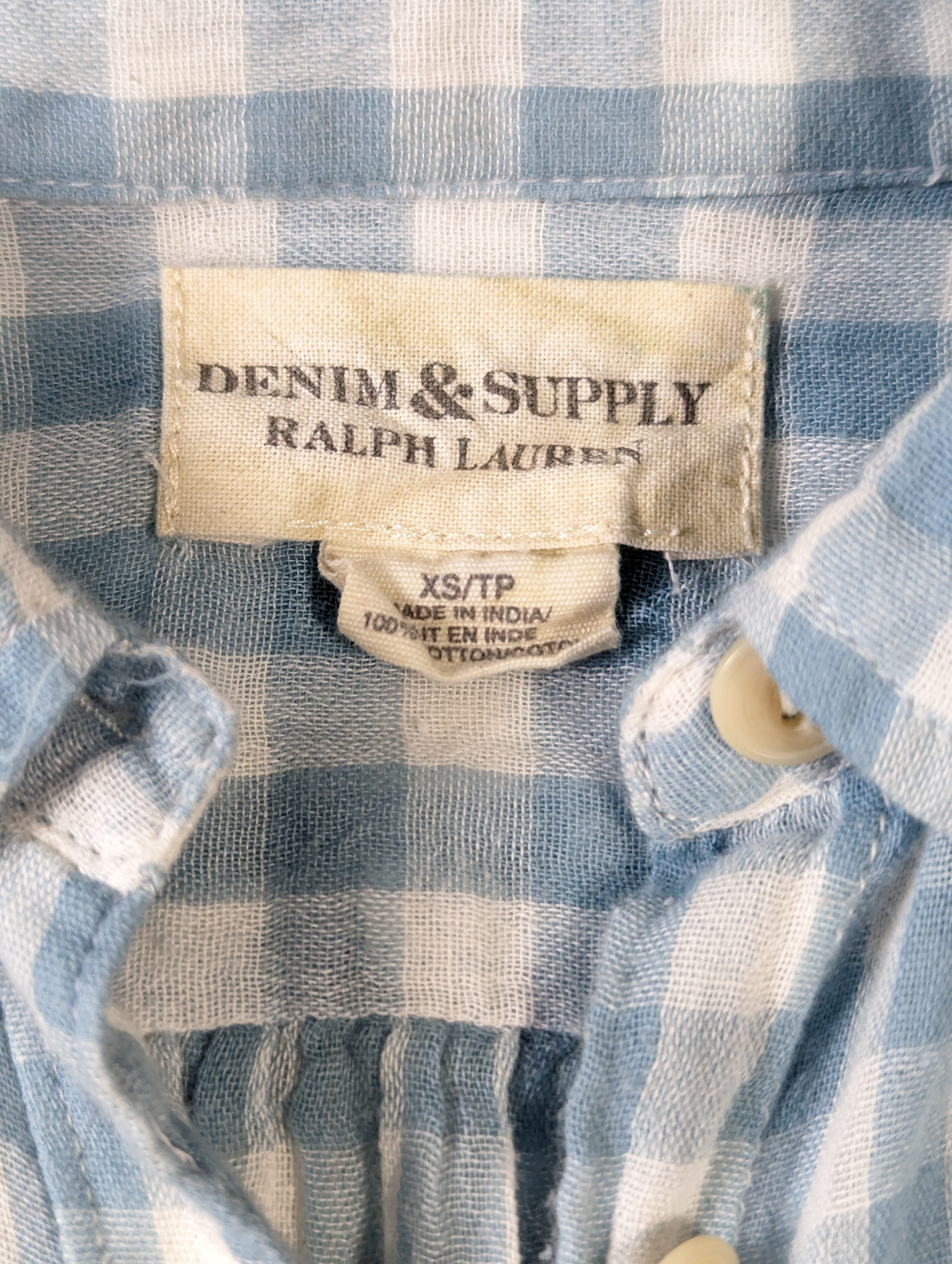 Denim & Supply Light Blue and White BlouseThis Denim &amp; Supply light blue and white plaid blouse is made from 100% cotton fabric and is lightweight and gauzy. This stylish piece is perfect for the upcomin