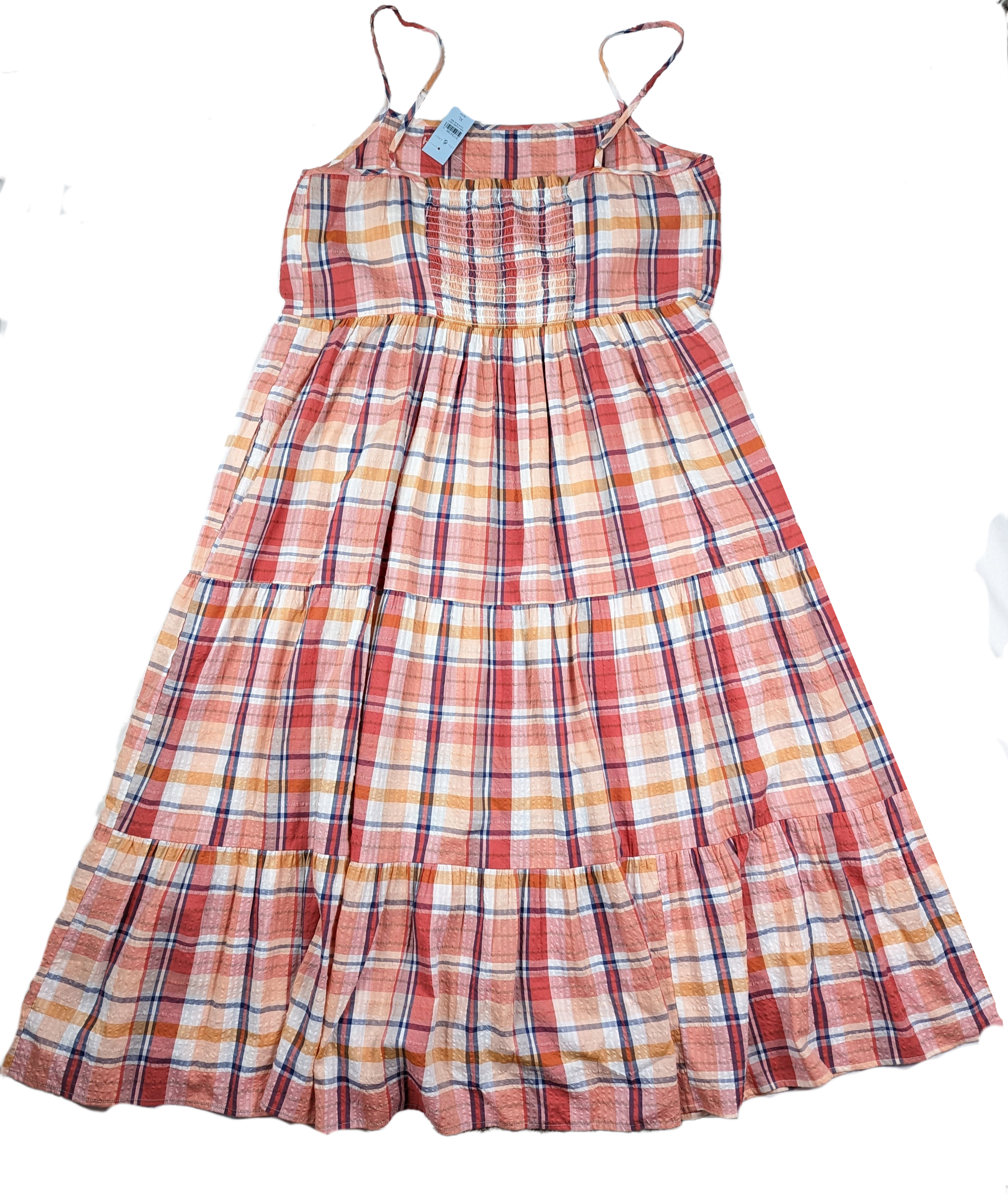 Lou & Grey Plaid Tiered SundressAchieve effortless spring style in our Lou &amp; Grey Plaid Tiered Sundress, crafted from a lightweight cotton blend. Featuring an allover plaid print, this sundressLou & Grey Plaid Tiered SundressDresses