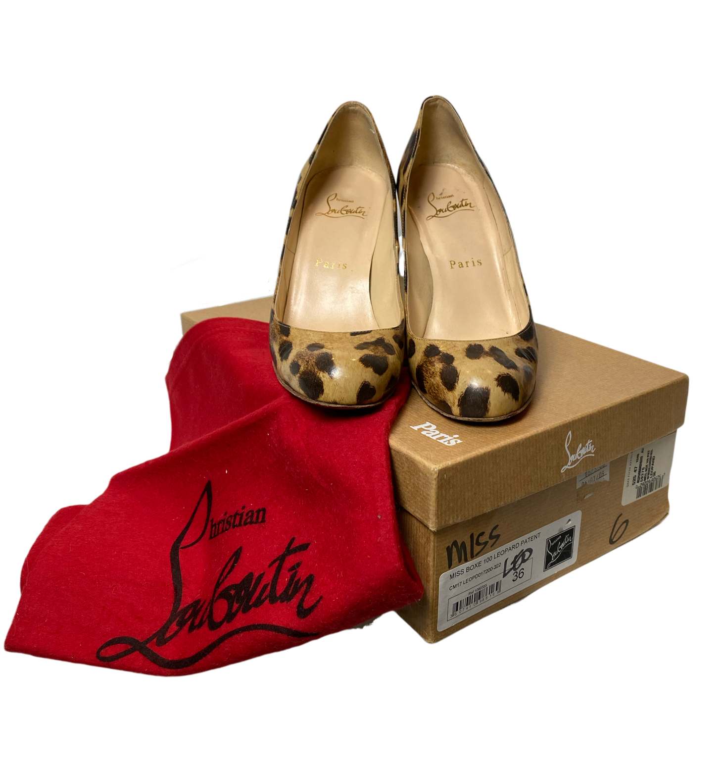 These Christian Louboutin Leopard Print Patent Leather Wedges are worn, but still look amazing!! The bottom shows most of the wear. Box and cloth bag included.
The i