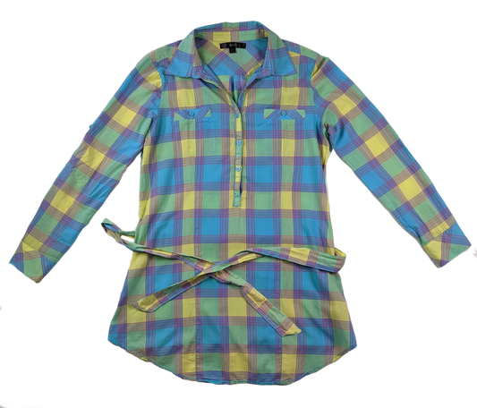 City Streets Bright Multicolor Plaid Shirt Dress Size LCity Streets Bright Multicolor Plaid Shirt Dress Size L Get ready for Spring with this colorful plaid dress!  The bright color combination looks great as a plaid!  P
