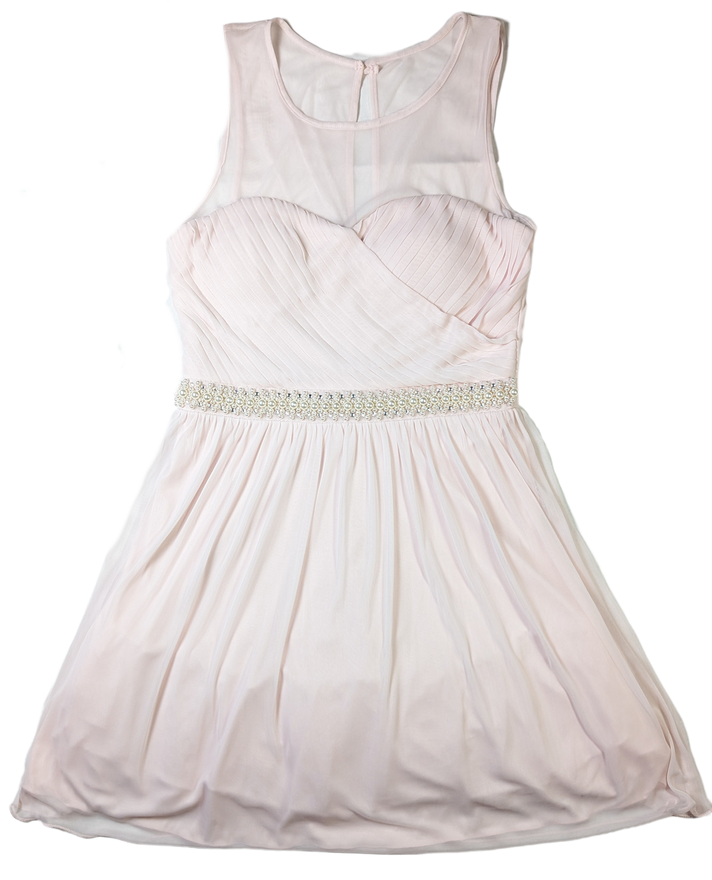 David's Bridal Pale Pink Prom Dress - NWT David's Bridal Pale Pink Prom Dress is designed for elegant occasions. The beautiful chiffon fabric and pearl and rhinestone accents are subtle and sophisticated, wh