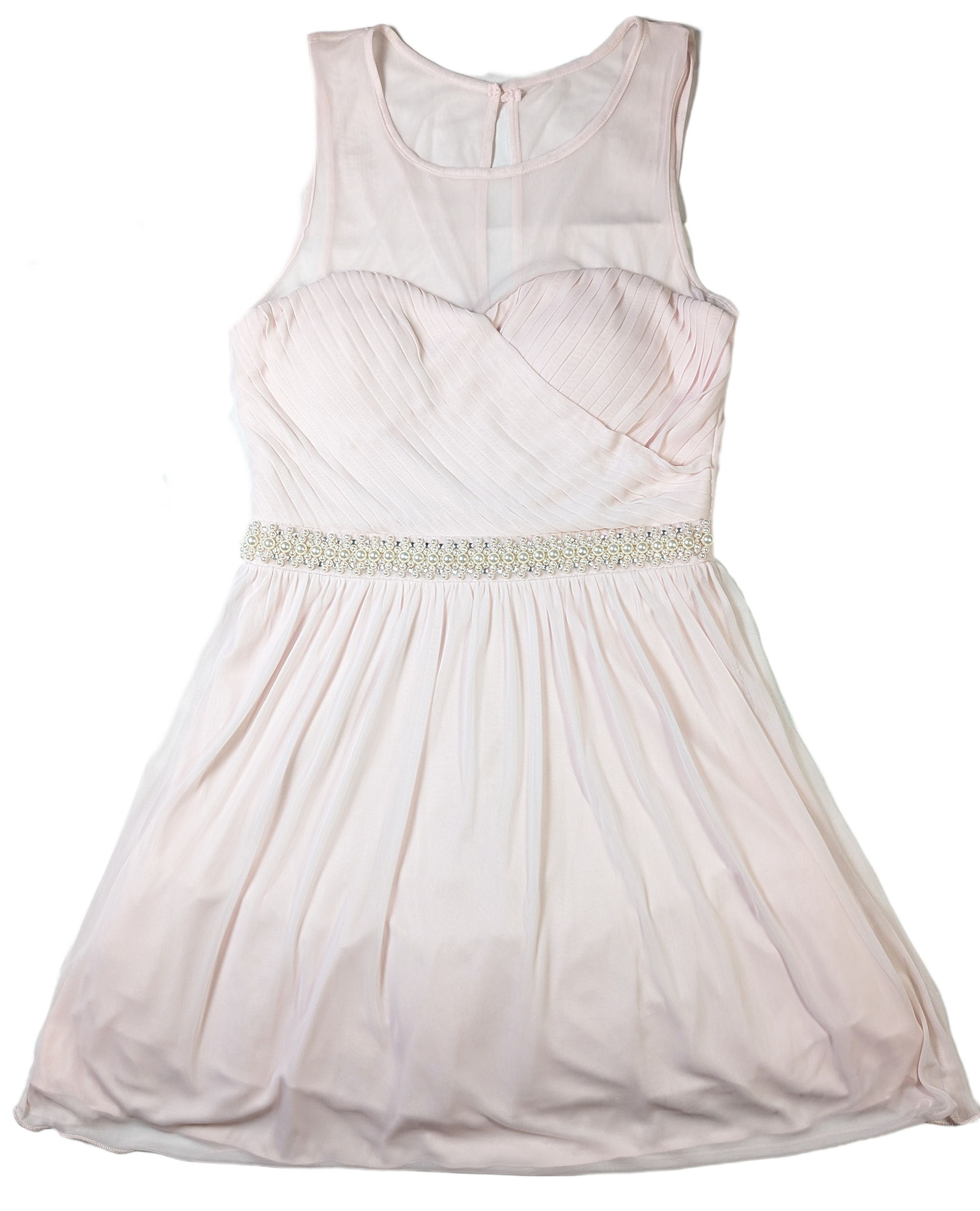 David's Bridal Pale Pink Prom Dress - NWT David's Bridal Pale Pink Prom Dress is designed for elegant occasions. The beautiful chiffon fabric and pearl and rhinestone accents are subtle and sophisticated, wh