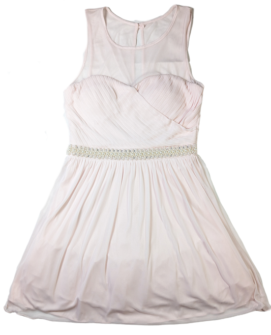David's Bridal Pale Pink Prom Dress - NWT David's Bridal Pale Pink Prom Dress is designed for elegant occasions. The beautiful chiffon fabric and pearl and rhinestone accents are subtle and sophisticated, wh