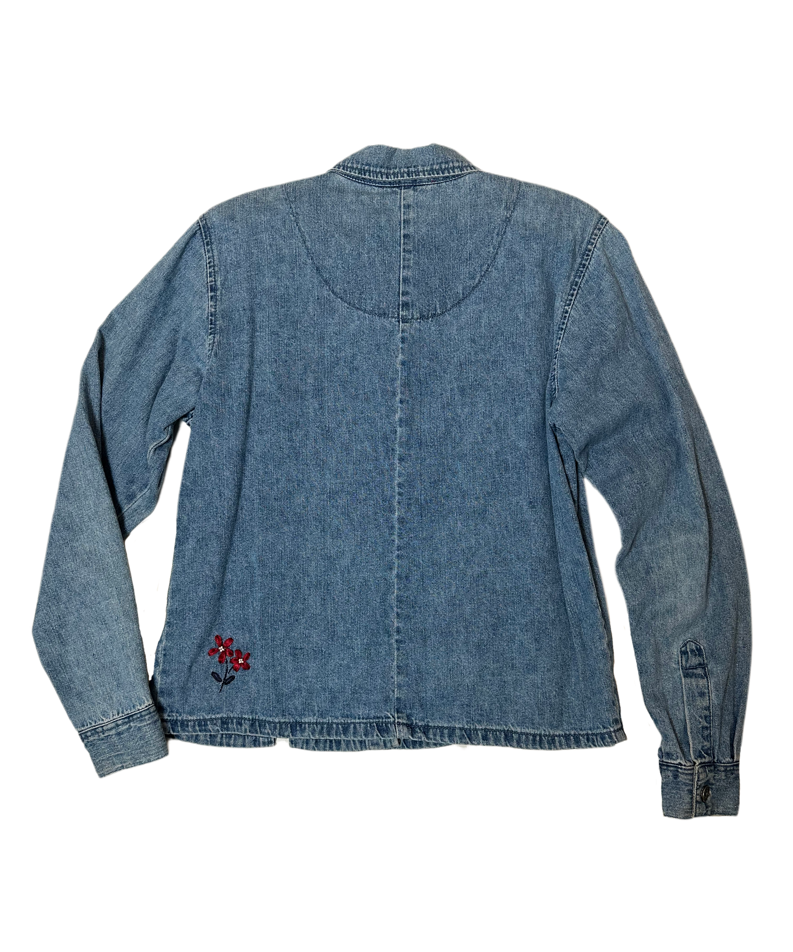 Christopher & Banks Denim Shirt with Floral Embroidery Such delicate details on this denim shirt make it a unique item for any wardrobe!