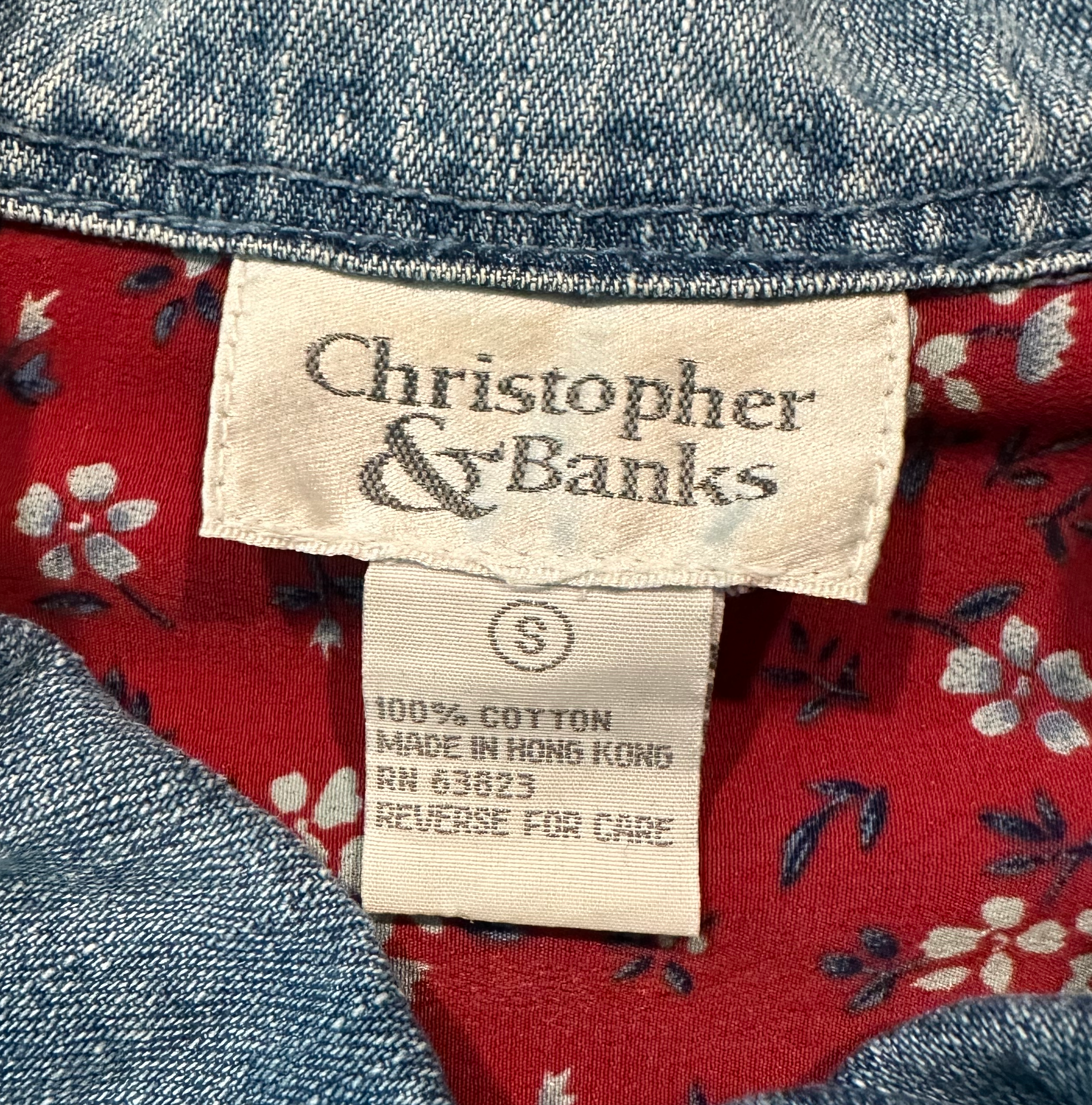 Christopher & Banks Denim Shirt with Floral Embroidery Such delicate details on this denim shirt make it a unique item for any wardrobe!