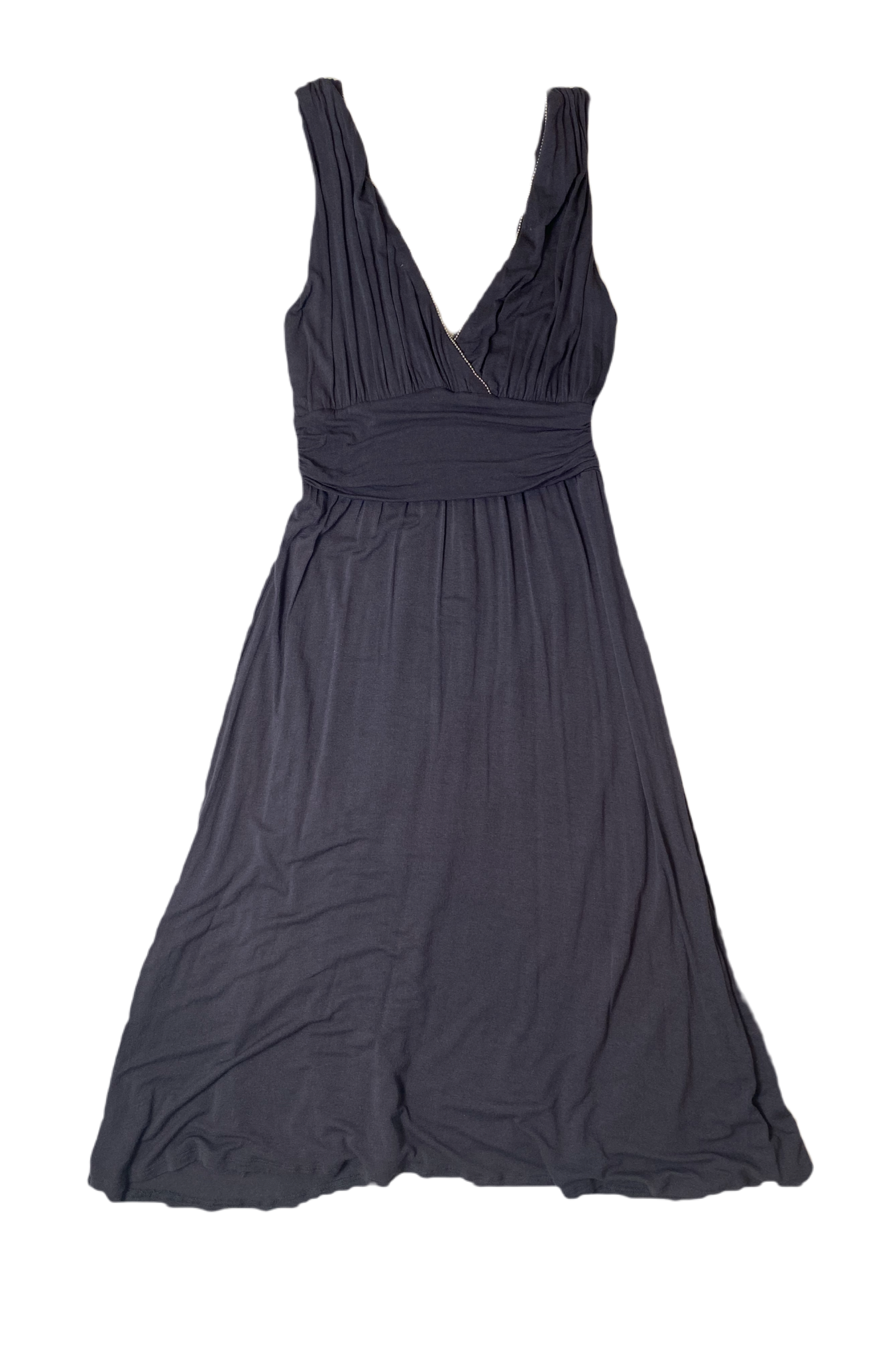 Ella Moss Sleeveless V Neck Dark Grey Dress Size M  Elevate your style with the Ella Moss Sleeveless V Neck Dark Grey Dress. Crafted from a dark grey knit fabric, th