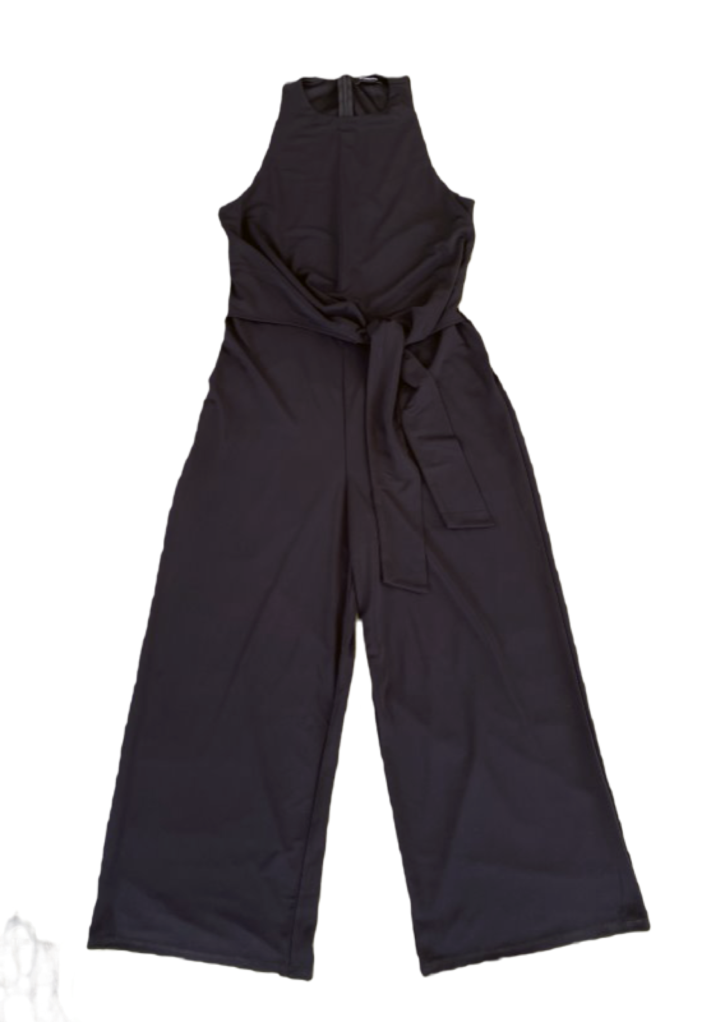 Express Black jersey sleeveless jumpsuit with tie at waist - NWT capti 