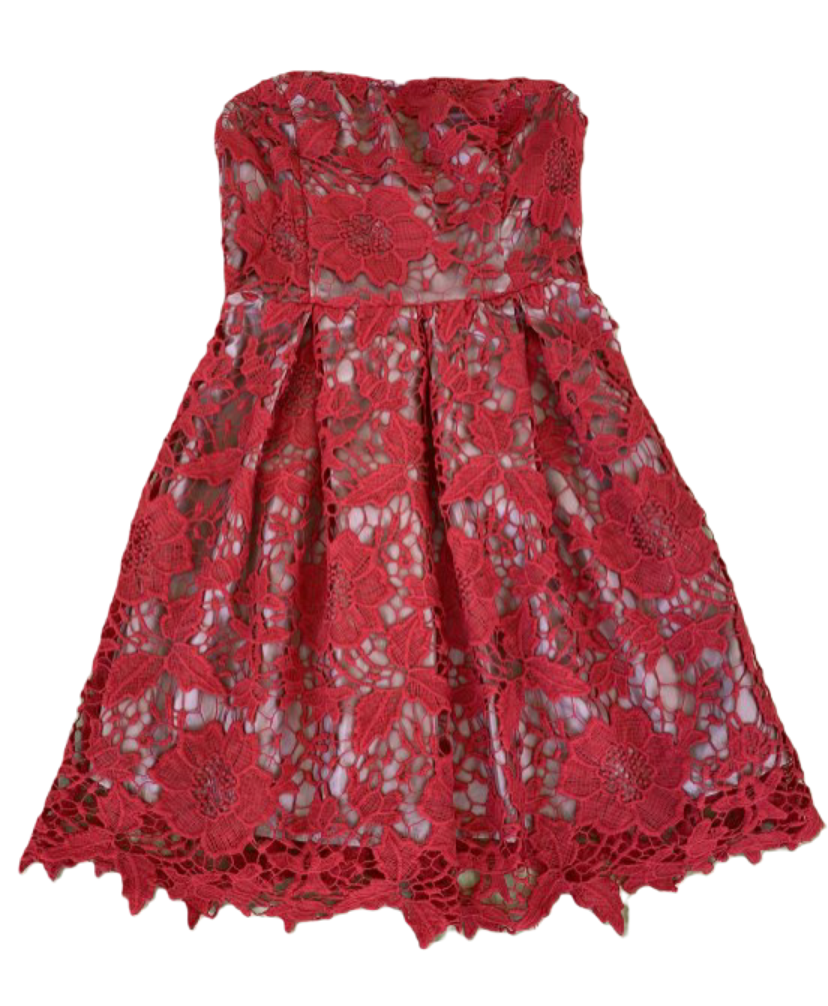 Lush Red Strapless Crochet Lace Dress - NWT still attached the vibrant