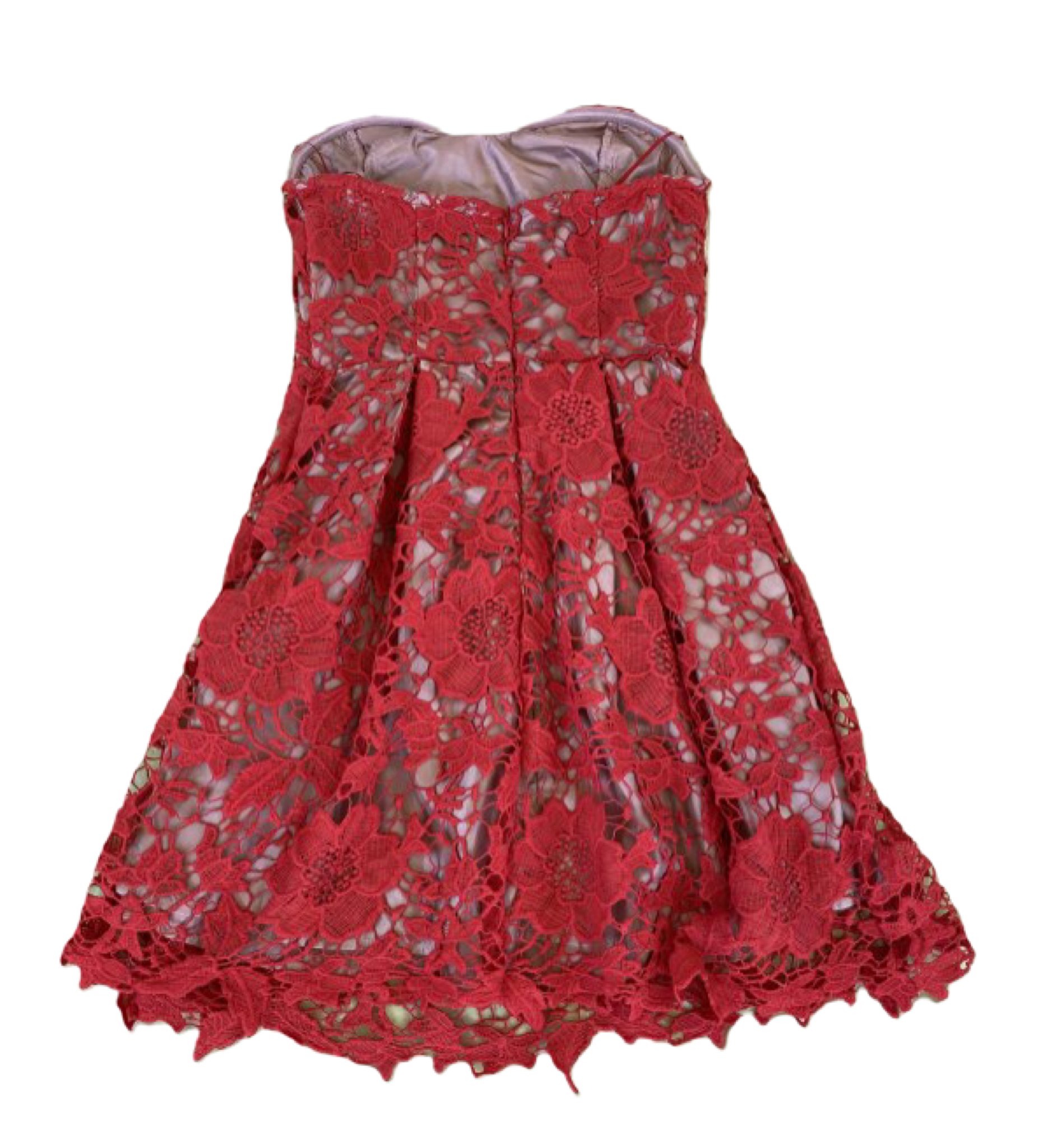 Lush Red Strapless Crochet Lace Dress - NWT still attached the vibrant