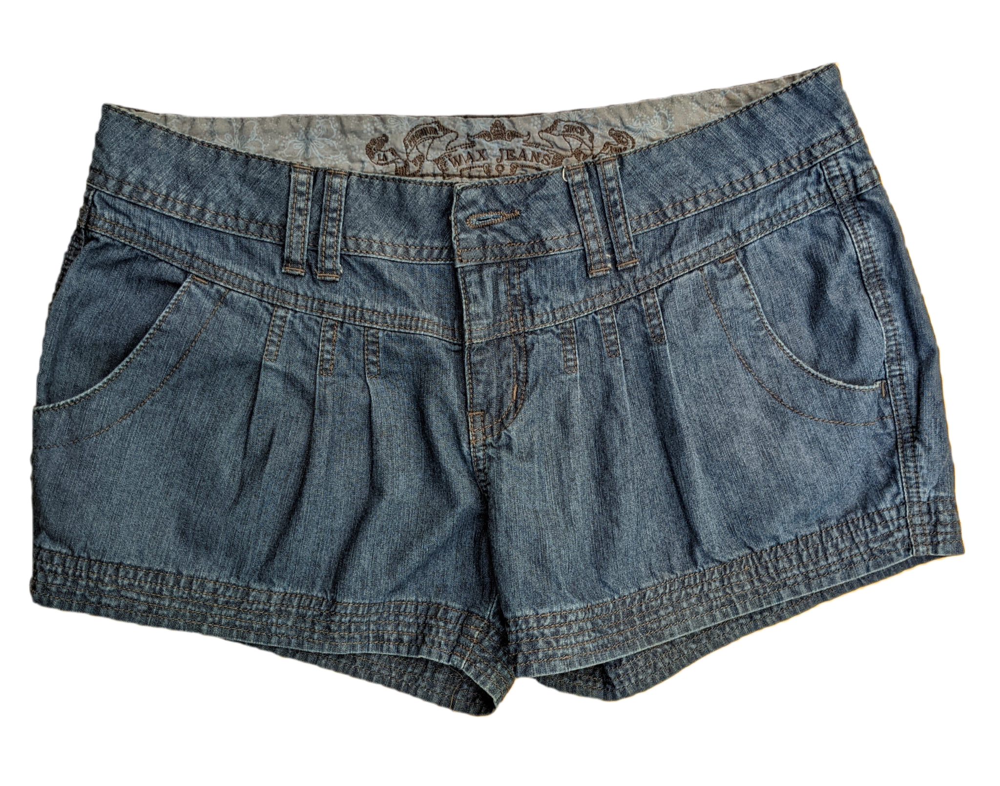 Wax Jeans Denim Shorts Wax Jeans denim shorts with pockets. These are so cute with the banded hem and detailed waist.