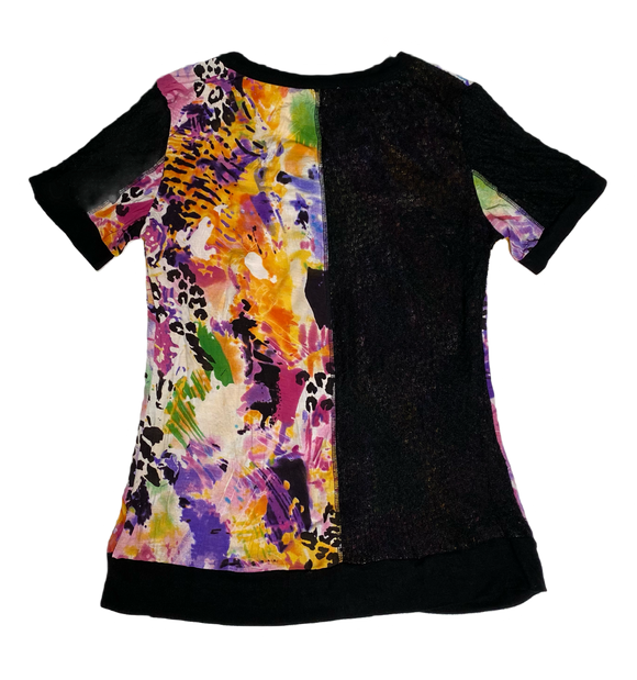  Alberto Makali Multi Color Top with black lace accents, so many beauti