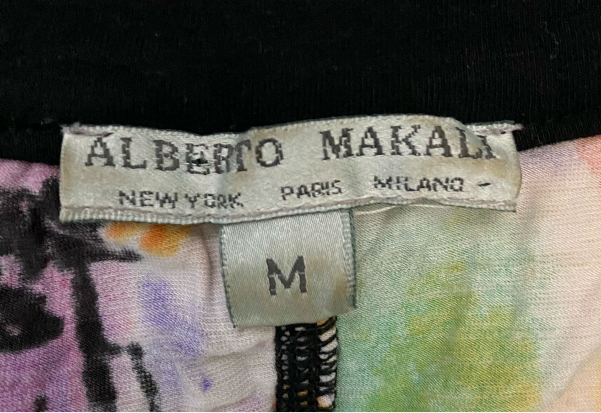  Alberto Makali Multi Color Top with black lace accents, so many beauti