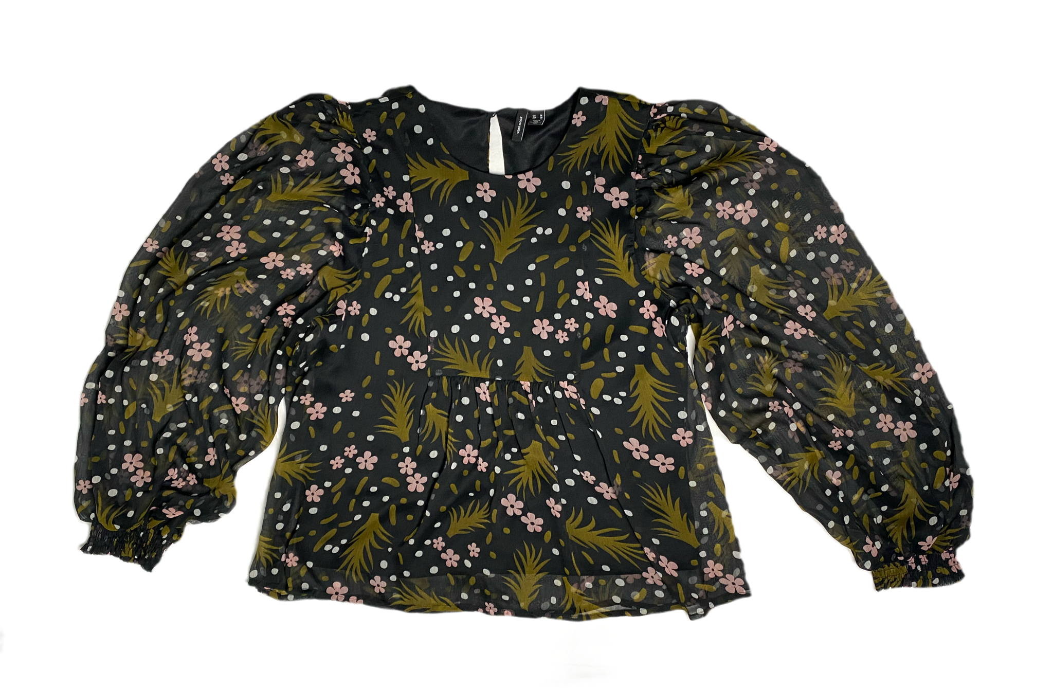 Vero Moda Long Sleeve Print Blouse full long sleeves and keyhole back,