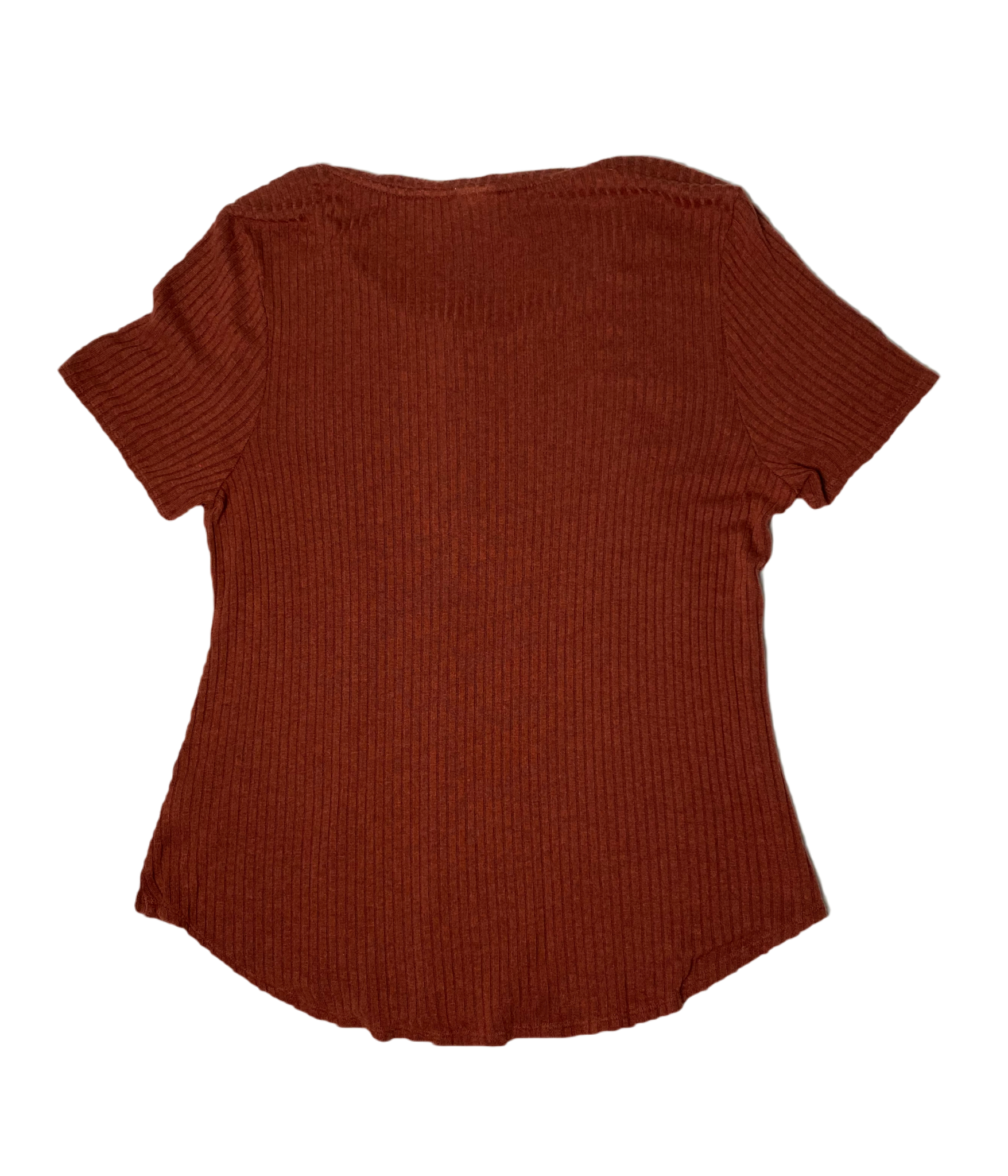 A New Day Rust Short Sleeve Ribbed T-Shirt A New Day rust short sleeve ribbed with buttons at neck t-shirt.