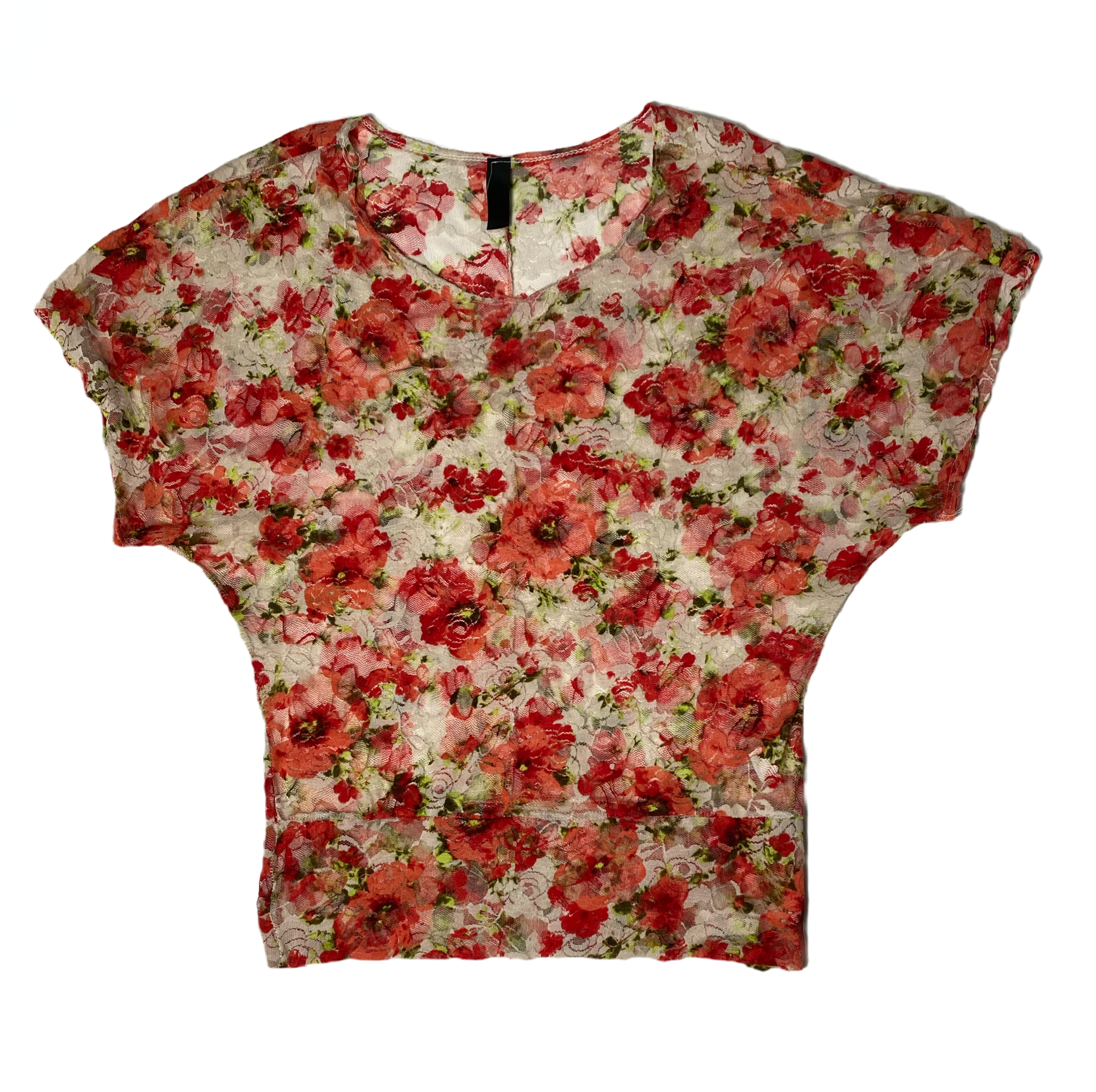 Floral Print Stretch Lace Top Floral print stretch lace top.