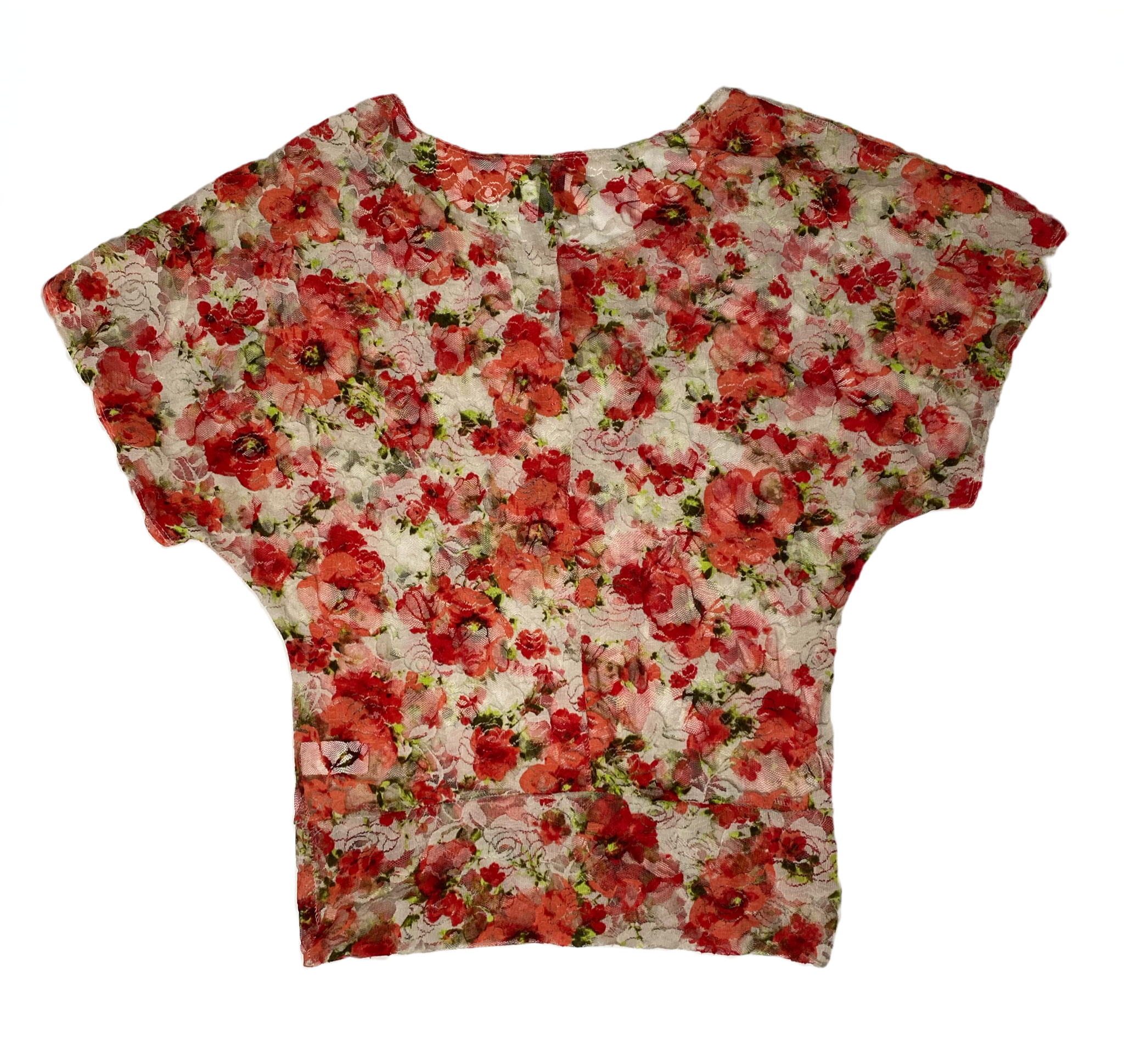 Floral Print Stretch Lace Top Floral print stretch lace top.