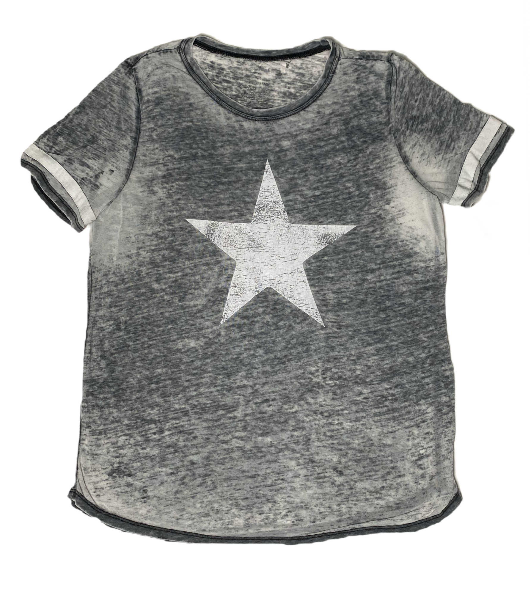 Grayson Threads Weathered Grey Graphic T-Shirt Grayson Threads weathered tissue t-shirt. Star graphic with banding on short sleeves.