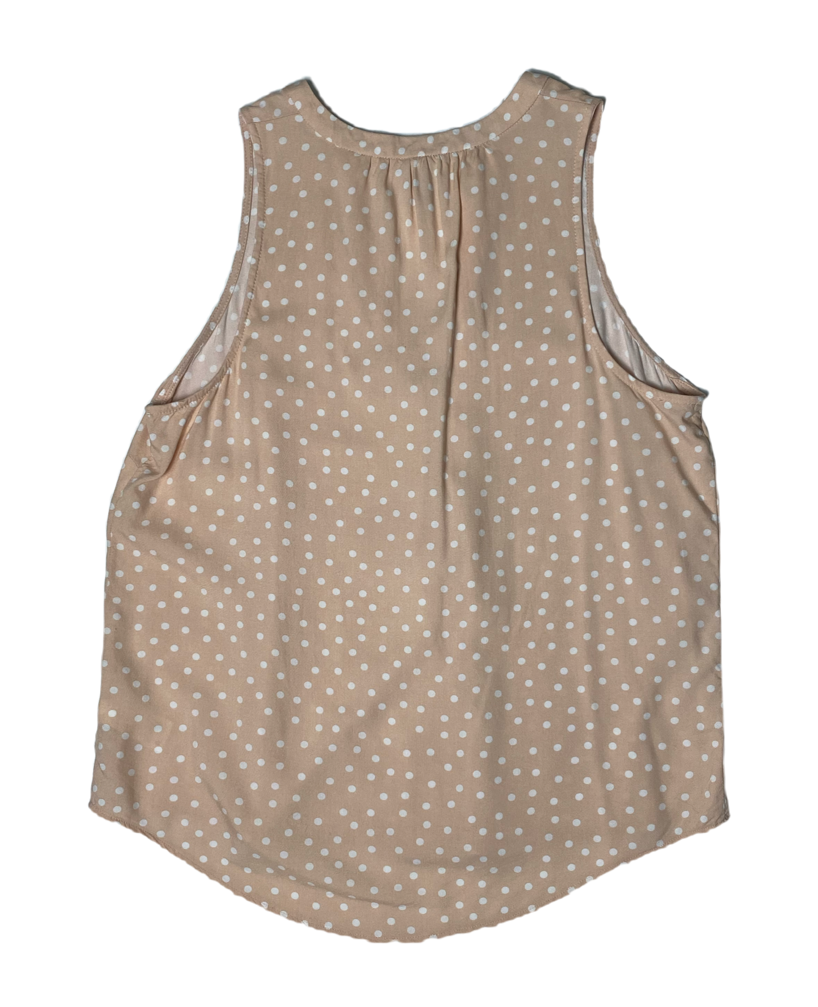 A New Day Sleeveless Blush Polka Dot Shirt  Embrace the whimsy of A New Day. This playful polka dot shirt features a flattering V neck and sleeveless design, perfect