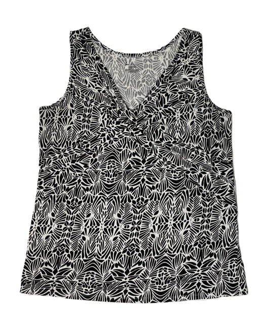 Lane Bryant Black & White Print Tank Top Lane Bryant black and white print with knot at chest stretch sleeveless top.