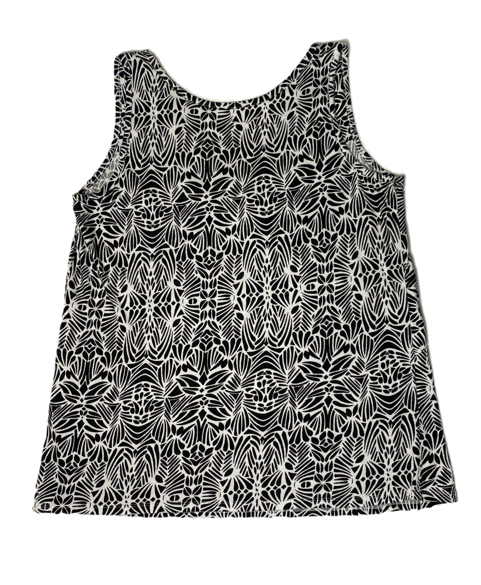 Lane Bryant Black & White Print Tank Top Lane Bryant black and white print with knot at chest stretch sleeveless top.