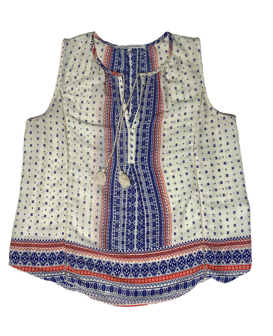 Collective Concepts Sleeveless Print Blouse Size L Experience the perfect blend of style and comfort with our Collective Concepts Sleeveless Print Blouse! Featuring 