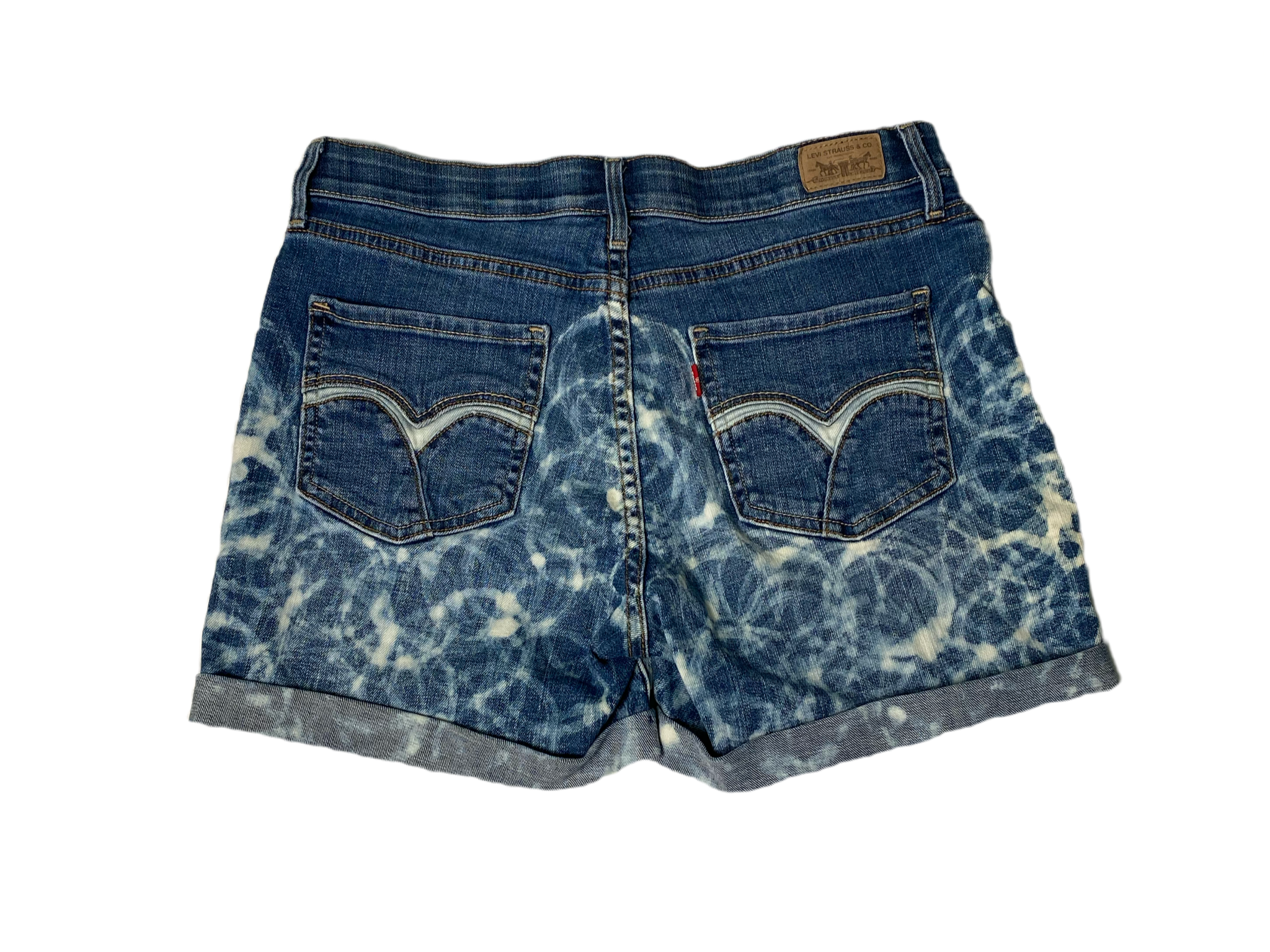 REFRESHED - Levi's Hand Bleach Printed Cuffed Denim Shorts  Upgrade your summer style with REFRESHED Levi's Hand Bleach Printed Cuffed Denim Shorts. Featuring Levi's