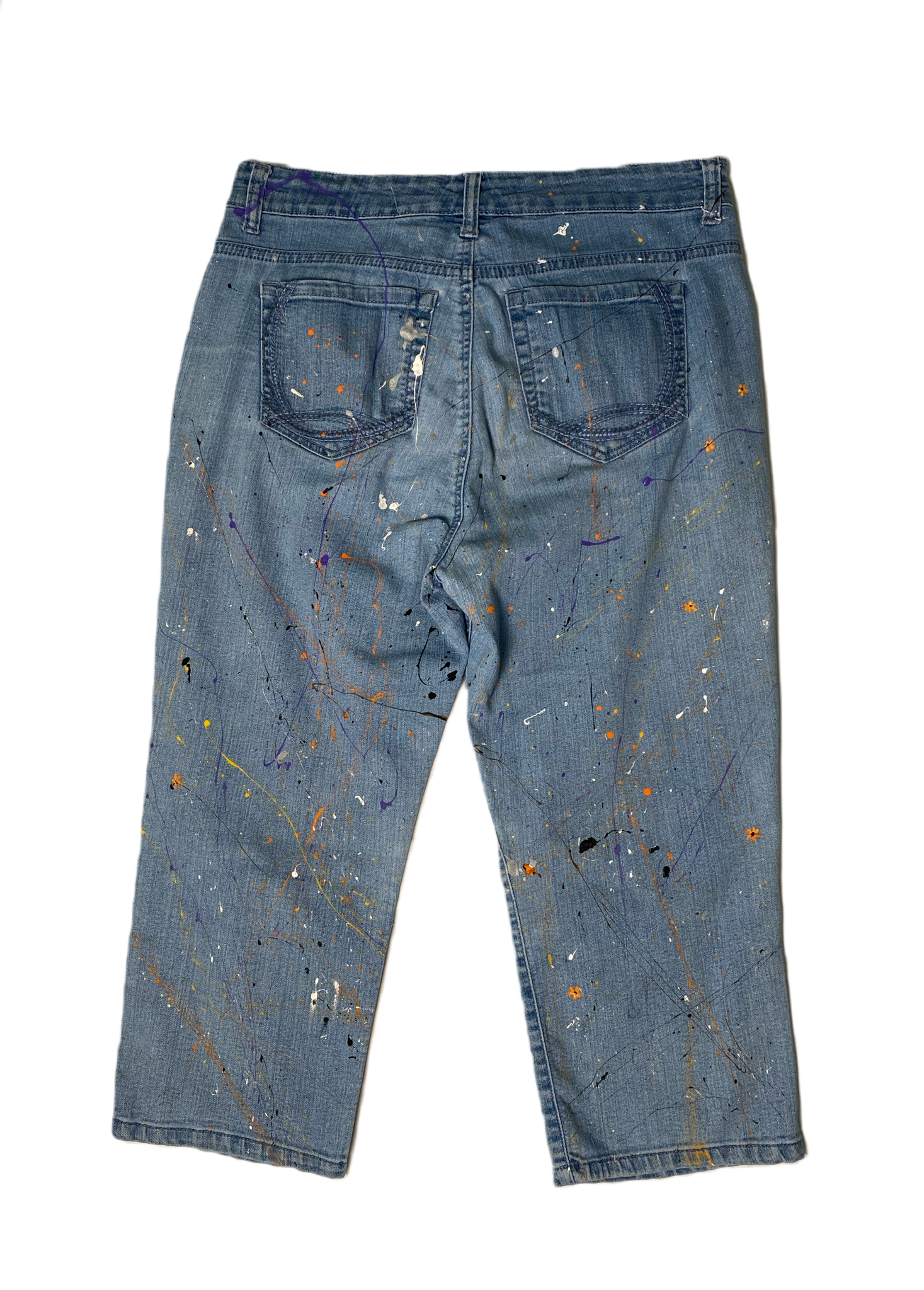 REFRESHED- Gloria Vanderbilt Hand Painted & Distressed Cropped Denim Jeans  Get groovy with these REFRESHED Gloria Vanderbilt Cropped Denim Jeans! Hand painted with