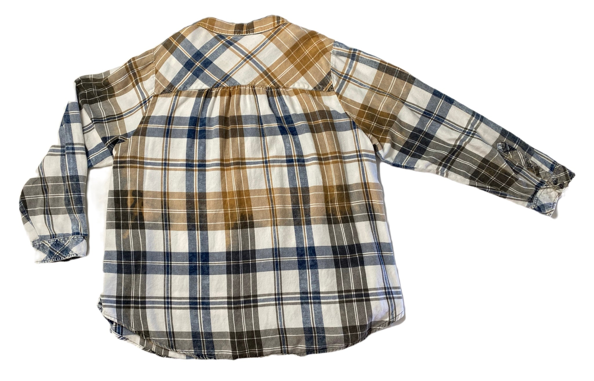 REFRESHED - Torrid Hand Bleached Flannel Shirt Refreshed - Torrid hand bleached long sleeve plaid flannel. Button neck with collar.