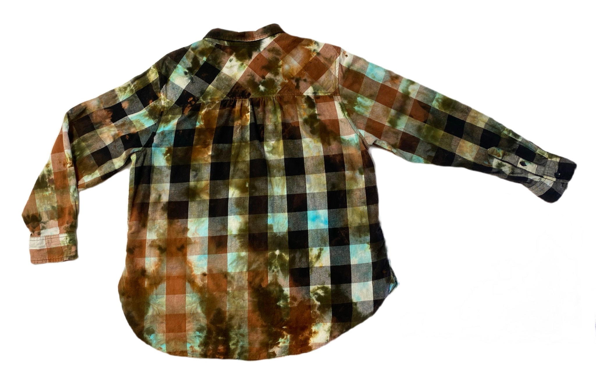 REFRESHED - Time & Tru Hand Bleached & Dyed Flannel Refreshed - Time & Tru hand bleached and hand marble dyed long sleeve flannel.