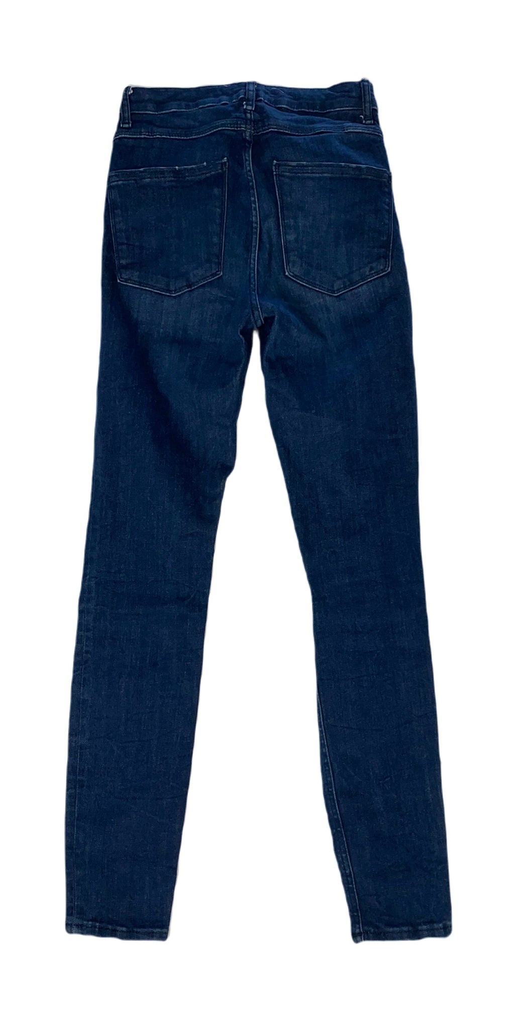 Zara Woman Premium Denim Collection High Rise Jeans Dark denim, button front high rise jeans.