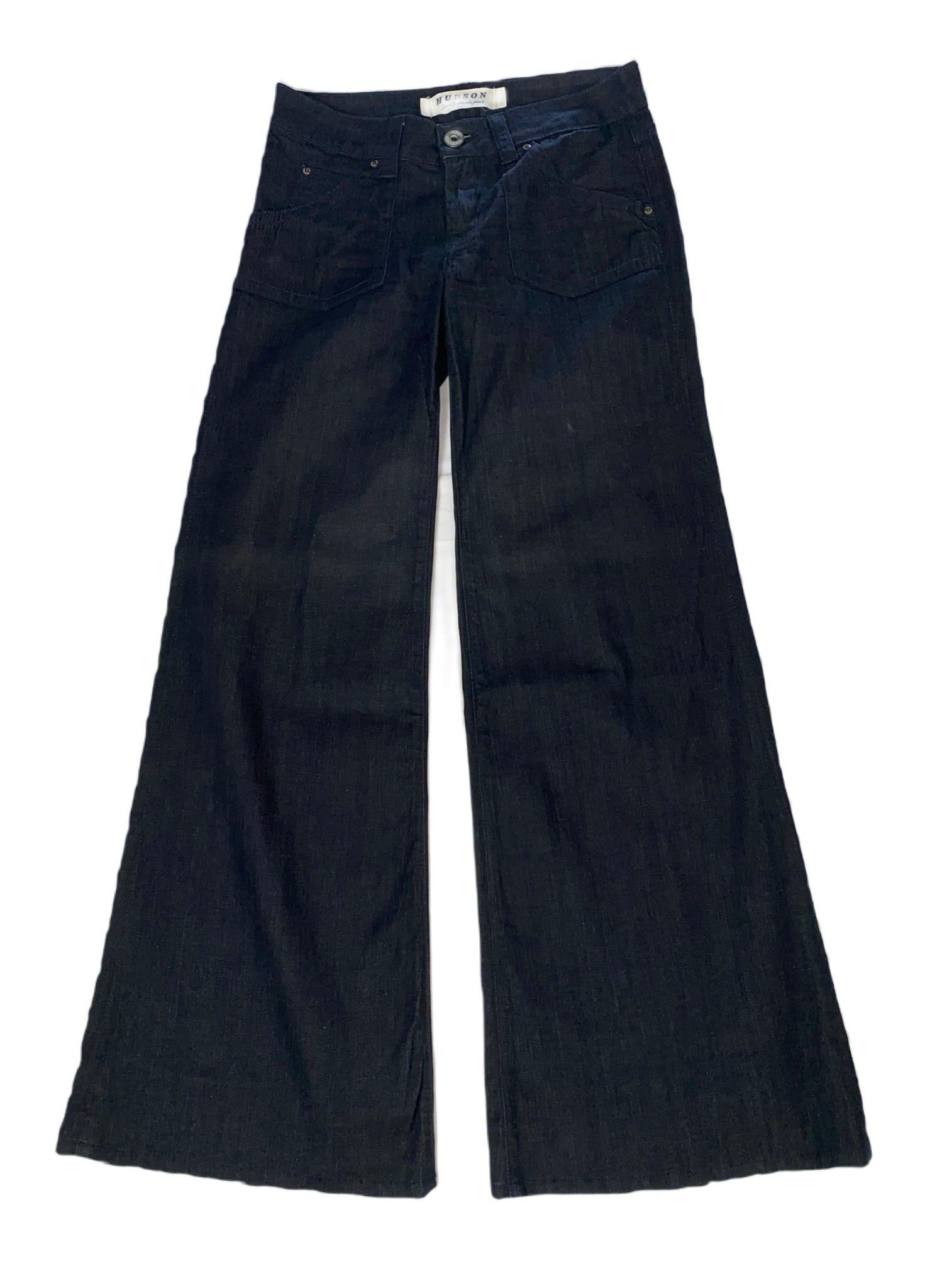 Hudson Dark Denim Wide Leg Jeans Dark denim with 5 pockets and wide legs.
 