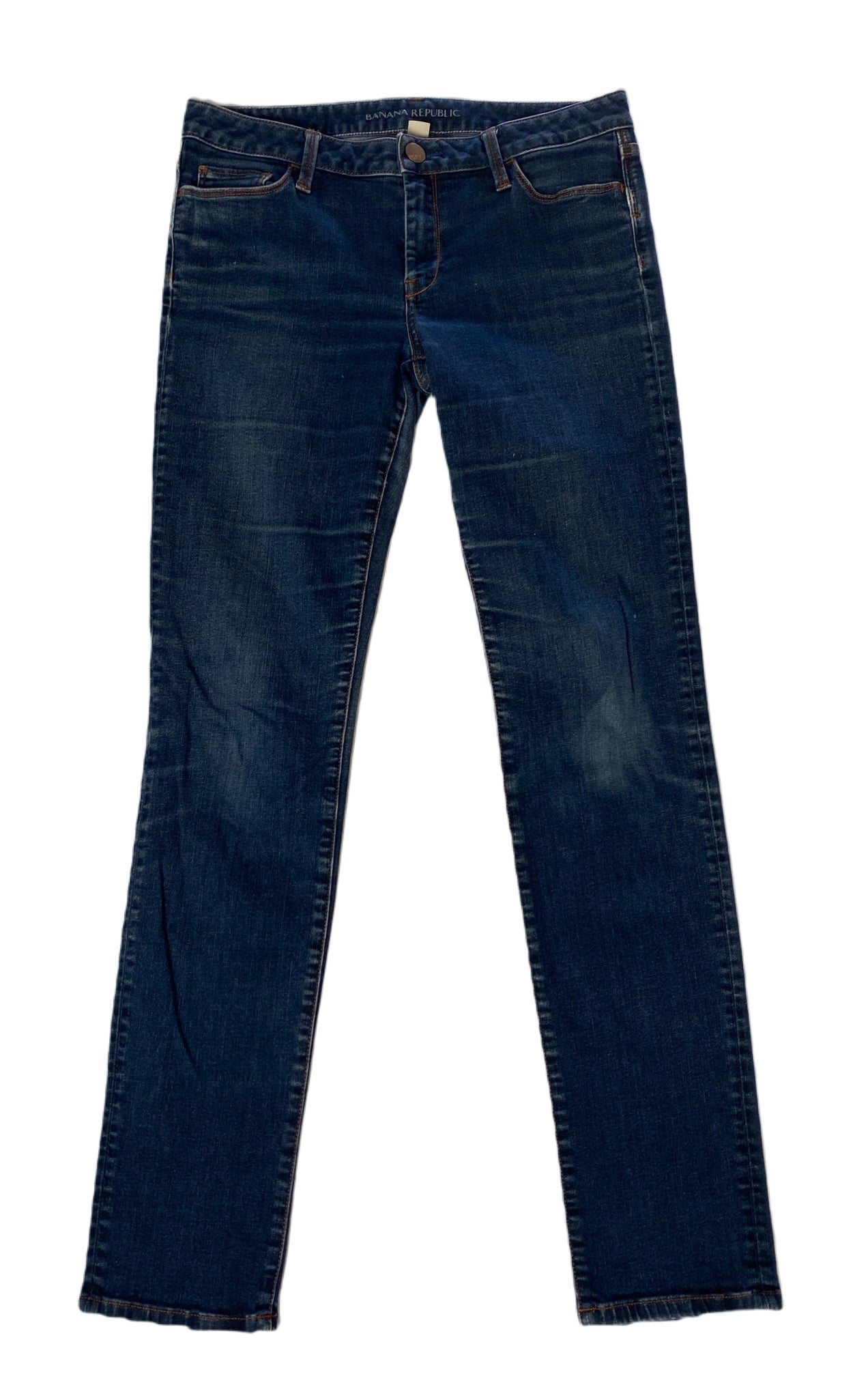 Banana Republic Faded Dark Wash Skinny Jeans  Elevate your denim game with our Banana Republic Skinny Jeans. Crafted with a faded dark wash and a size 29 fit, these 