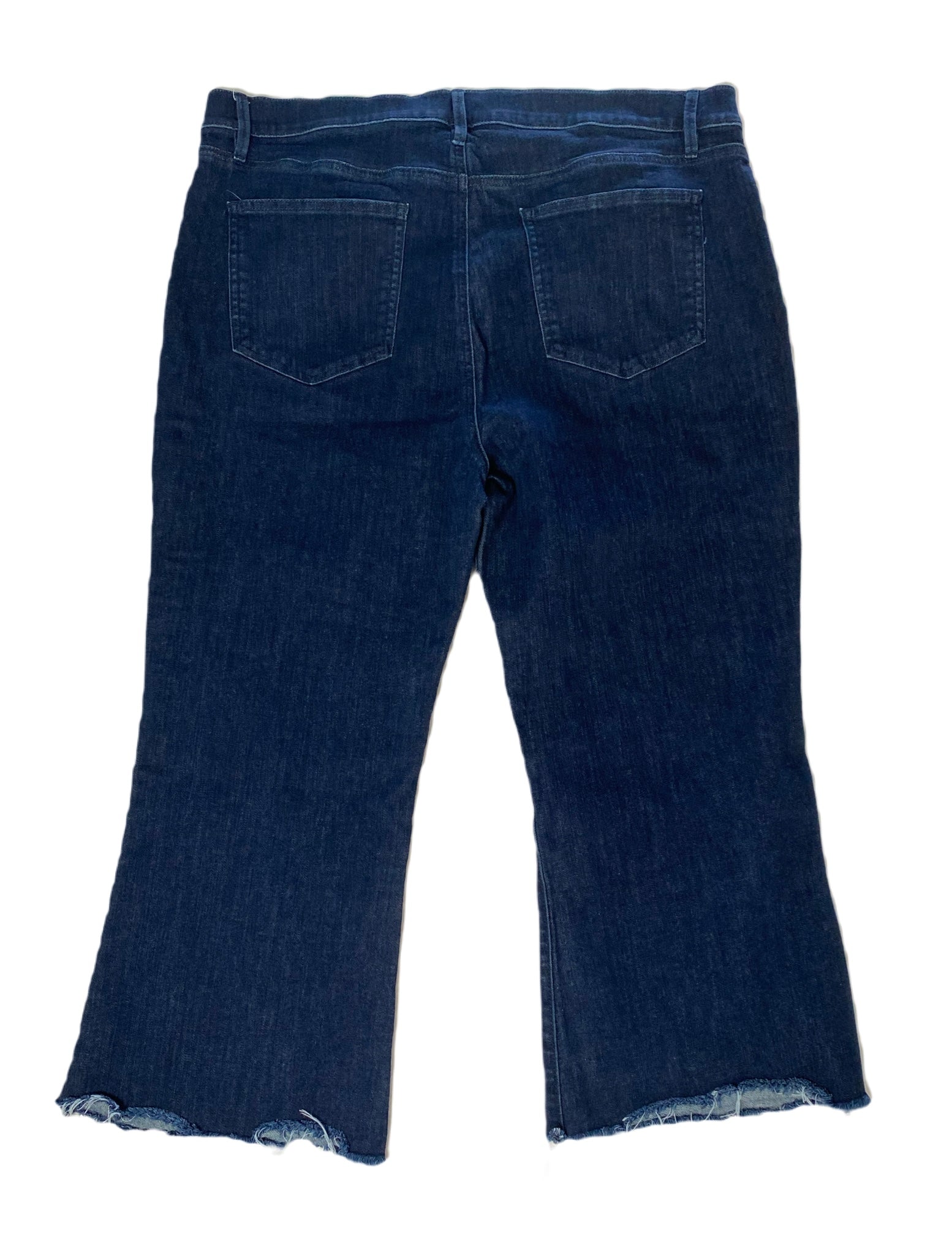 Ann Taylor Factory Frayed Hem Cropped Jeans Dark blue denim wash. Cropped jeans with frayed hem.