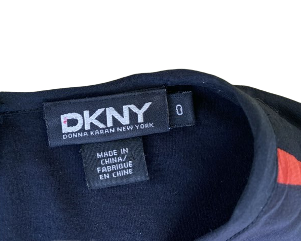 DKNY Fit & Flare Silk Print Dress short sleeve with print skirt and bo