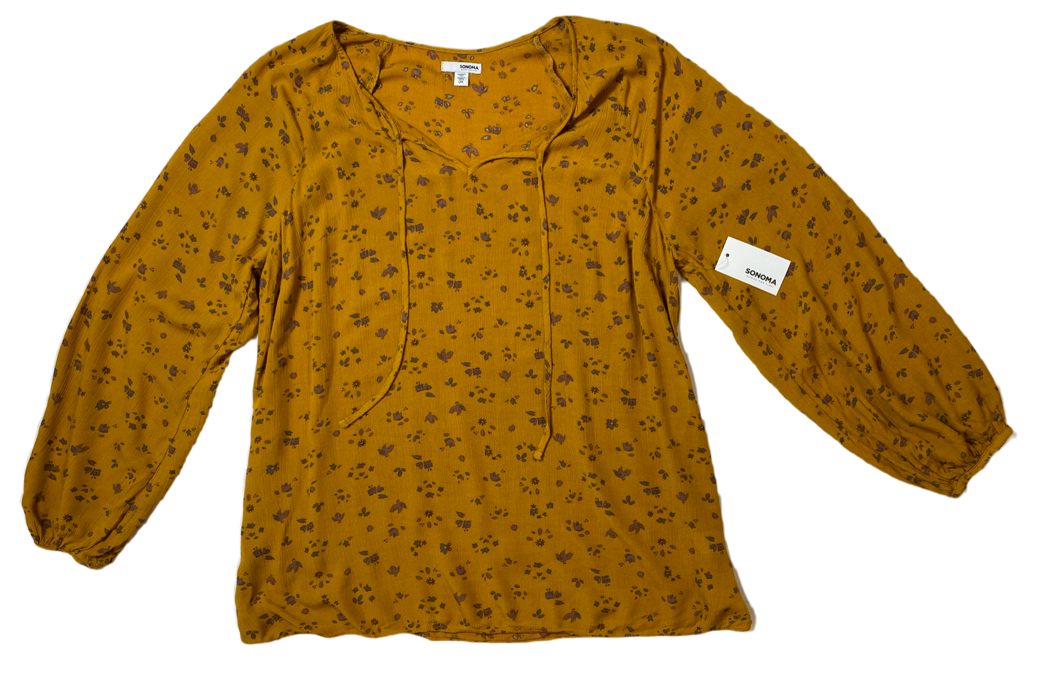 Sonoma Long Sleeve Print Peasant Blouse - NWTMustard color printed peasant blouse with elastic at the cuffs....New with Tags!
Perfect top to transition into Fall with. Great Autumn colors and light weight to ke