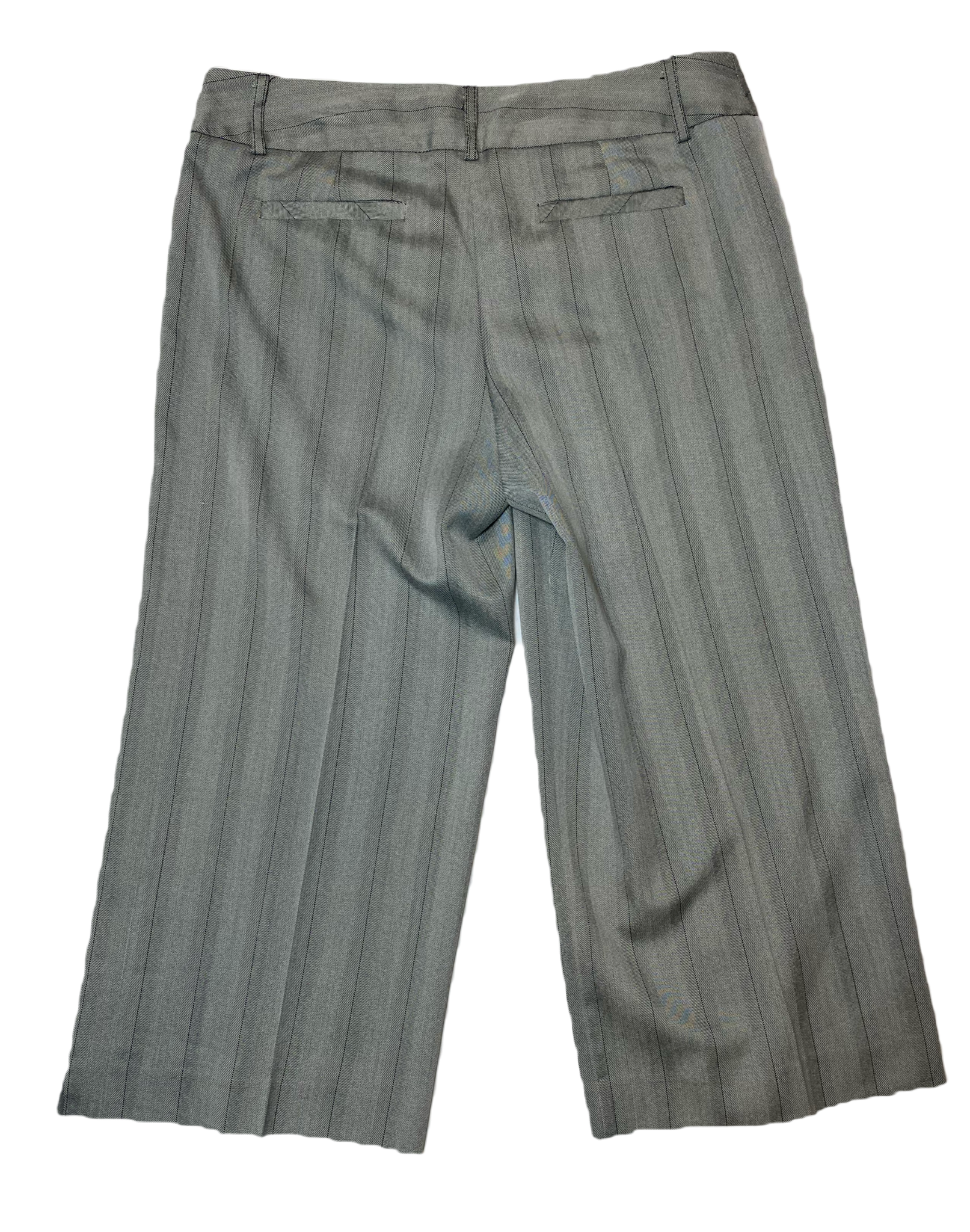 White House Black Market Grey Wide Leg CaprisGrey with thin black stripe wide leg capris. Flat front with back slit pockets.
Wear in the summer with heels or in the fall with boots! Cute year round!