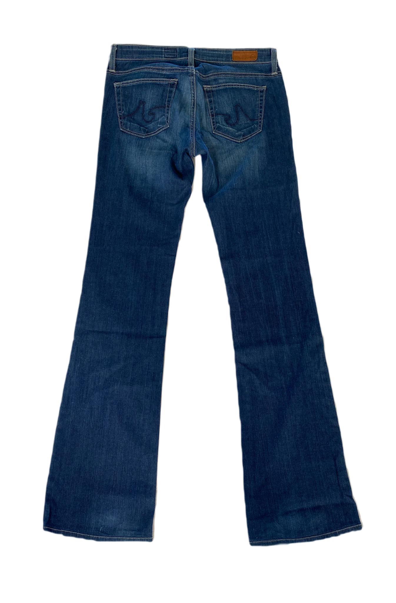 AG - Adriano Goldschmied The Angel Boot Cut Jeans Size 27R A dark-yet-bright indigo wash adds everyday sophistication to low-rise, full-length bootcut jeans made fro