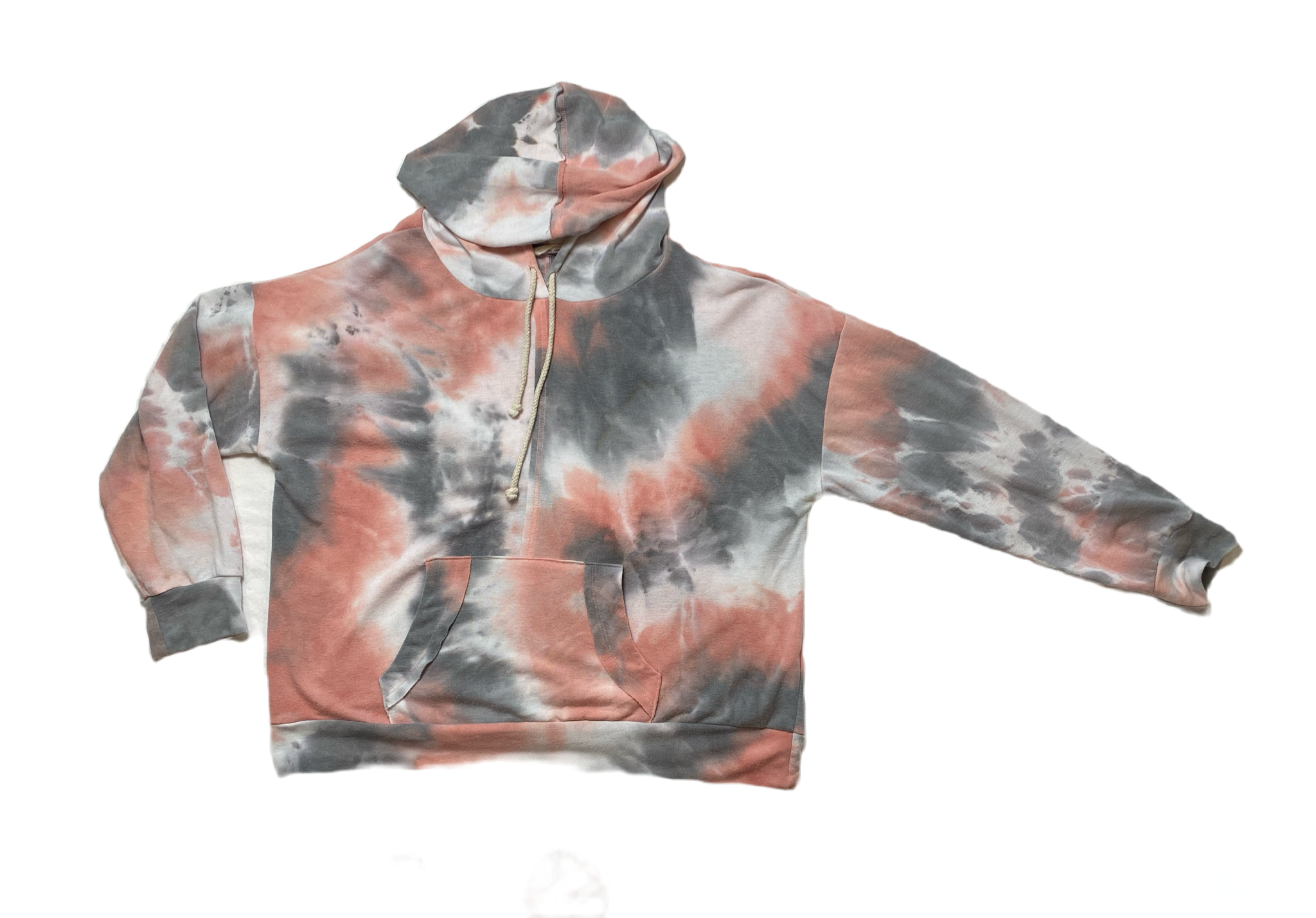 Chrysanthemum Tie Dye Knit HoodieChrysanthemum tie dye soft knit hoodie. Long sleeve pull over with front pocket and draw string hood. This hoodie is so soft you will want to curl up and take a nap 