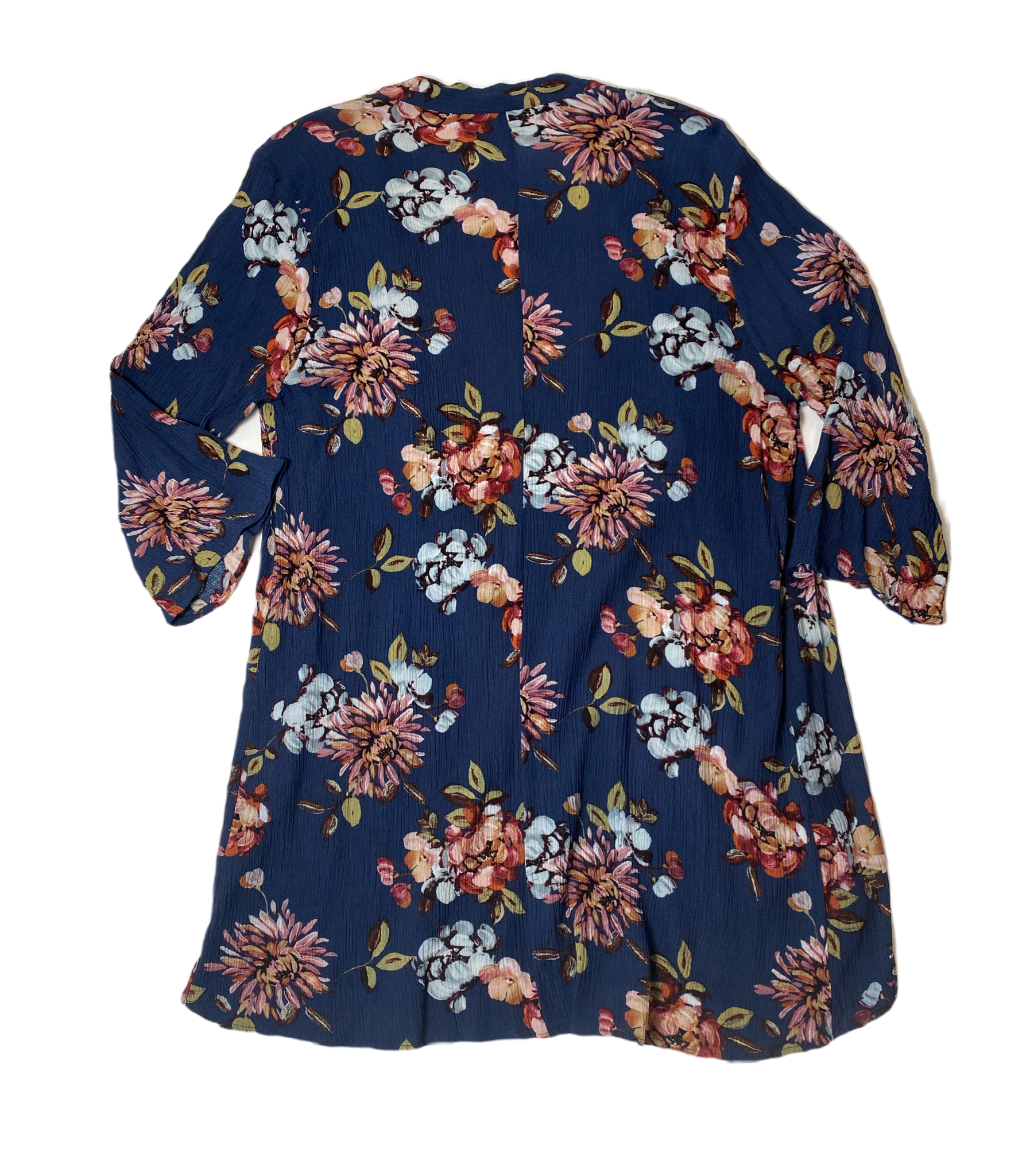 Pink Clover Floral Open CardiganPink Clover open front blue cardigan with floral print.
This would look great with a white tank and cute wedge heels!