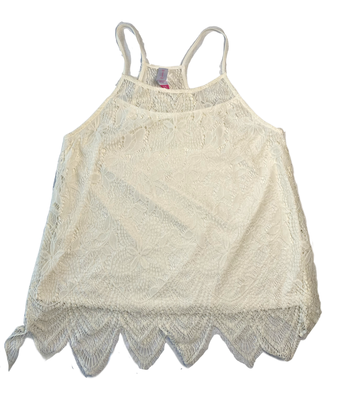 No Boundaries Ivory Lace Strappy Tank Top Lined with a soft ivory fabric, this tank is perfect for a day shopping or a evening out!