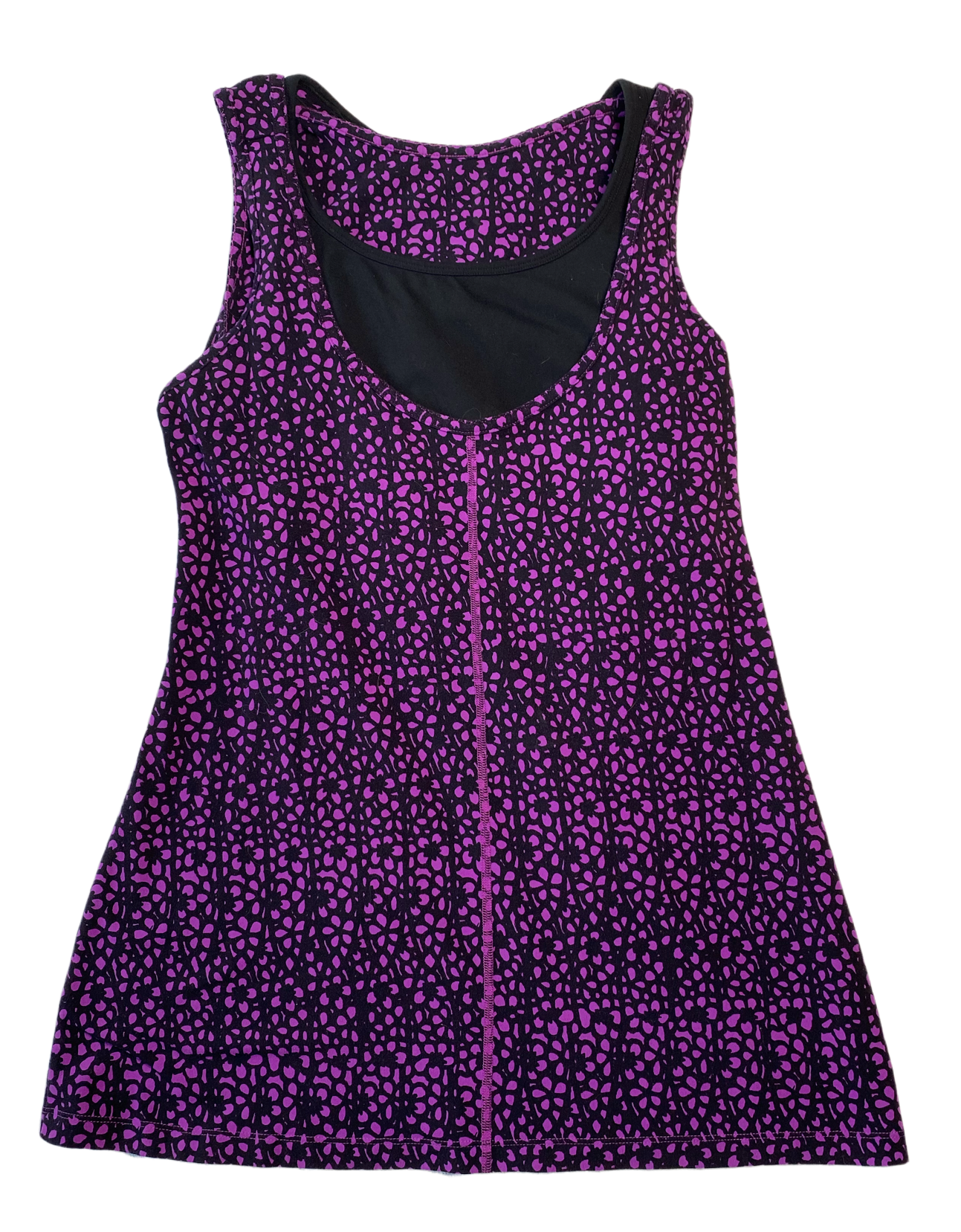 Lucy Purple Active Tank with Built-in Bra and Layered StylingYou get two-in-one with this tank!  It has a built in bra and cool layering.  Perfect for a run, or a walk on the beach!