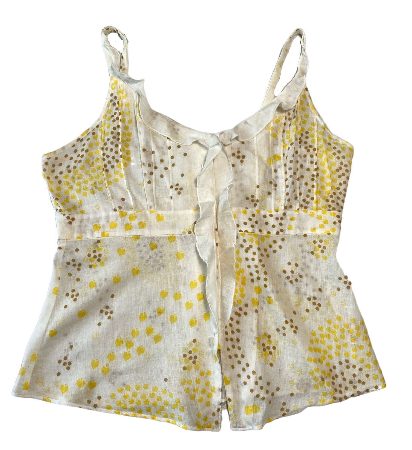 Free People Linen Button-down Strappy TankSuch a great tank!  It has it all - ruffles, buttons, and adjustable straps! Plus, a cute floral print!