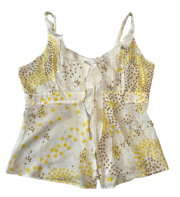 Free People Linen Button-down Strappy TankSuch a great tank!  It has it all - ruffles, buttons, and adjustable straps! Plus, a cute floral print!